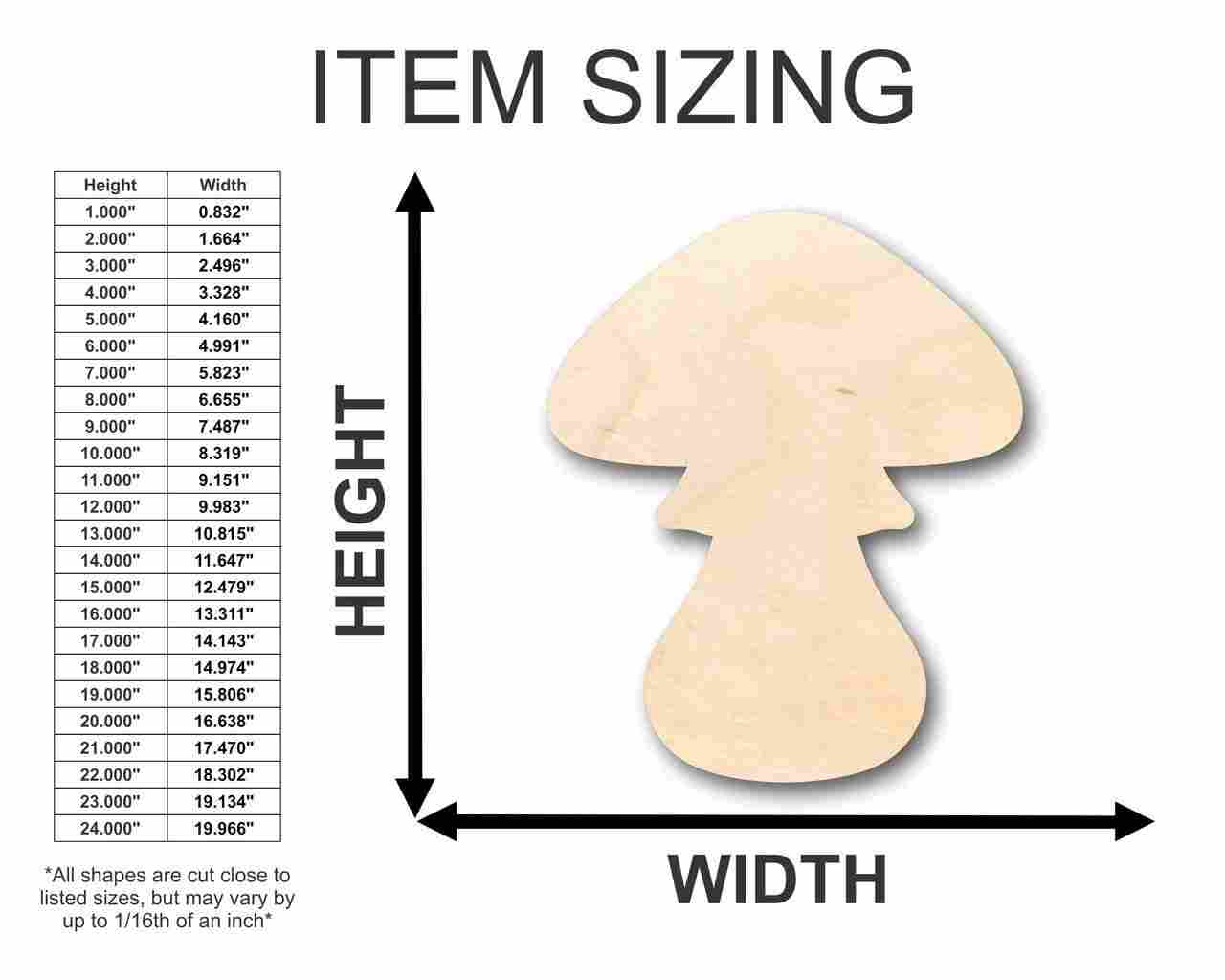 DIY Unfinished Baltic Birch Wood Toadstool Shapes up to 24 Inches for Fairy Gardens