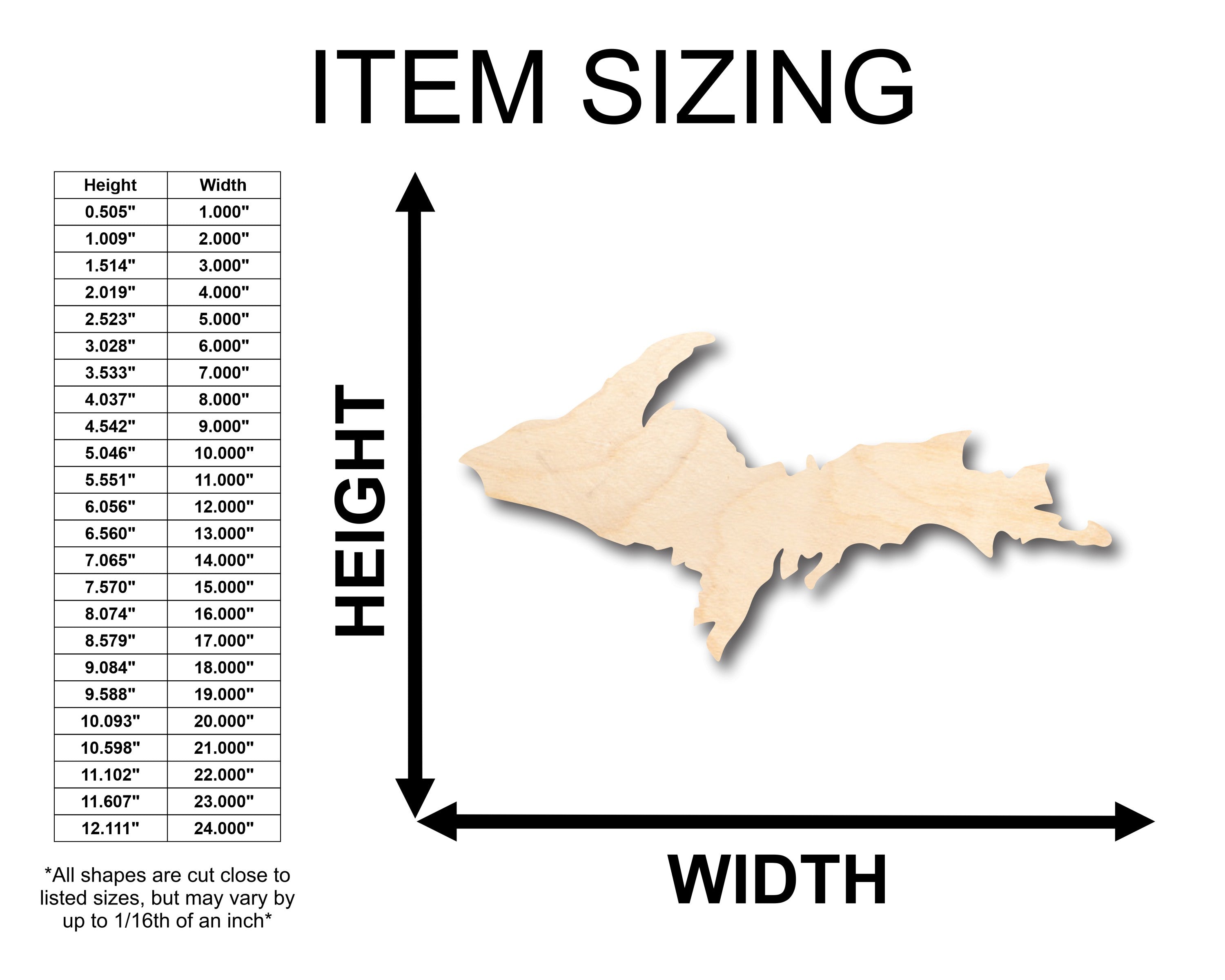 Unfinished DIY Craft Wood Michigan Upper Peninsula Shape for Up to 46 Crafting Projects