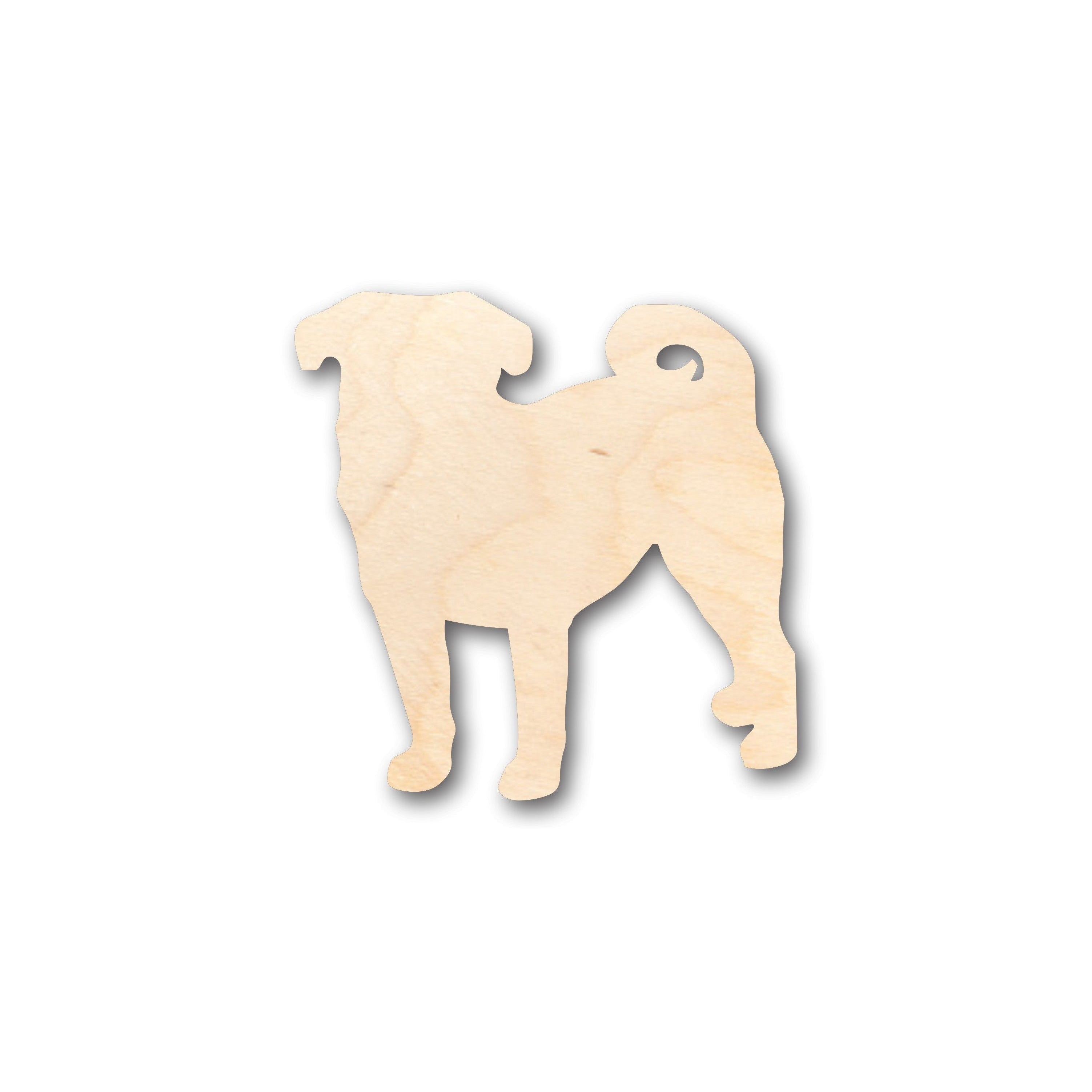 Unfinished Wood Pug Dog Shape Crafting Supplies - Ideal for Up to 46 DIY Projects