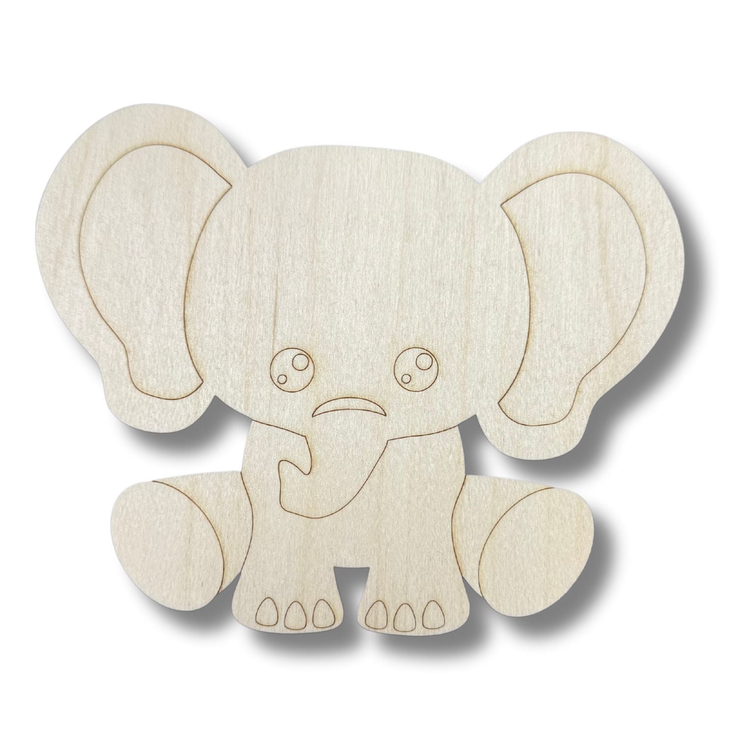 DIY Unfinished Wood Elephant Shape with Etched Lines for Up to 30 Painting Crafts