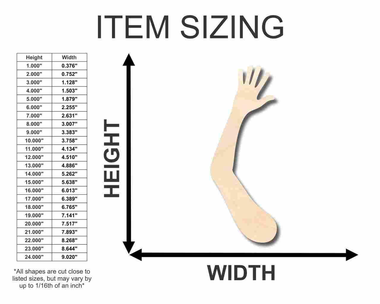 DIY Unfinished Wood Hand and Arm Shapes up to 24 Inches for Crafts
