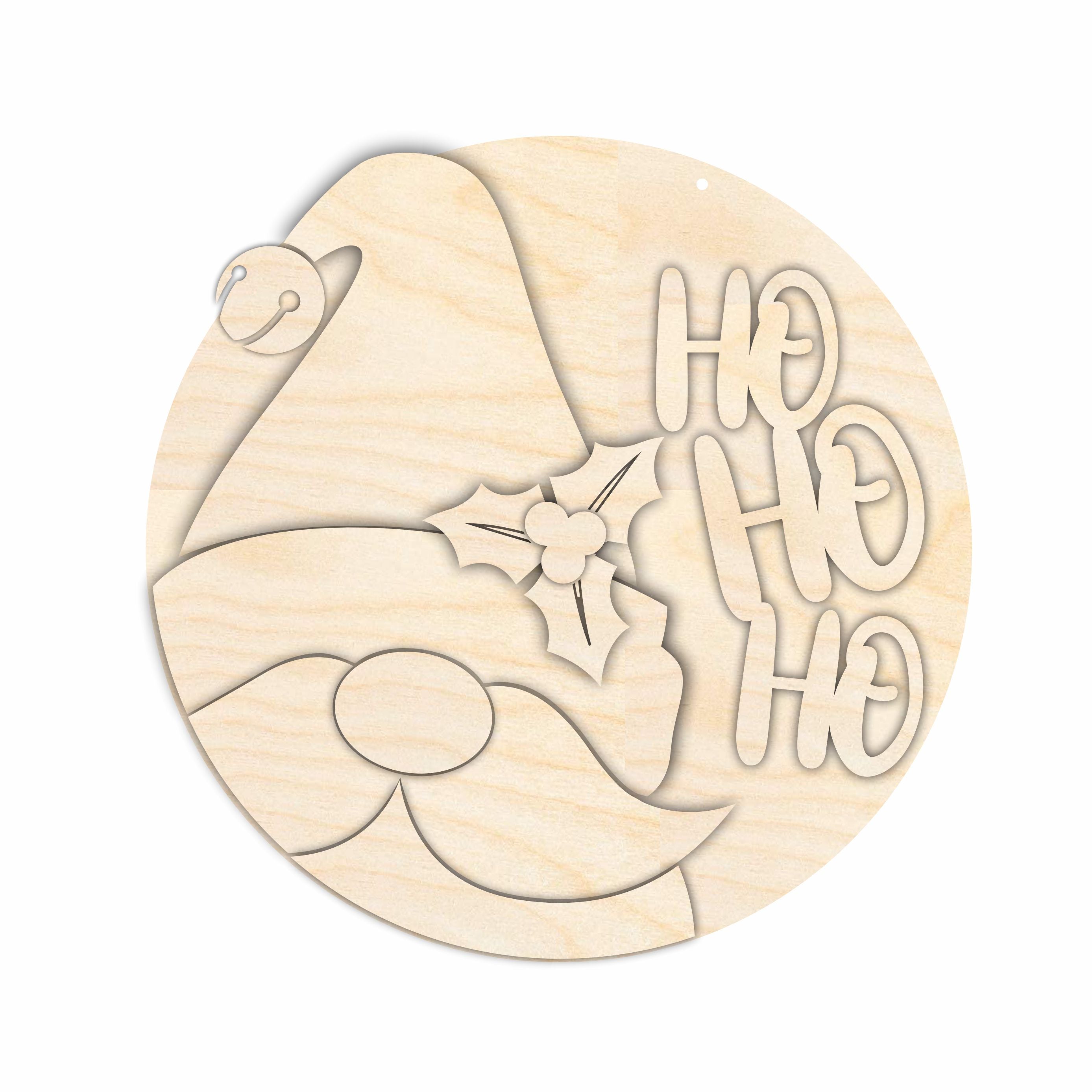 1/4 Thick Unfinished Wood Christmas Ho Ho Ho Door Sign Craft Kit