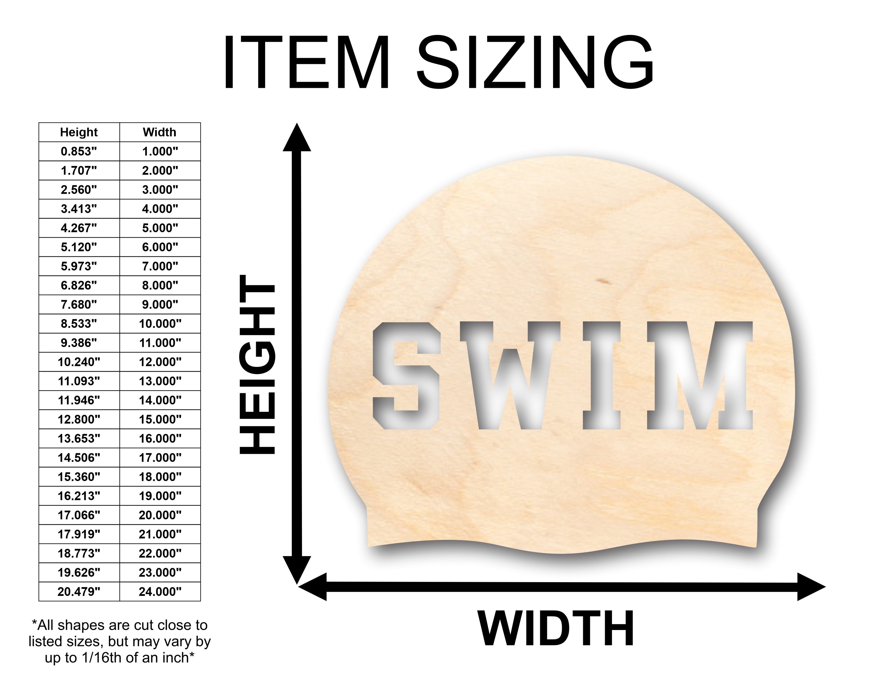 DIY Unfinished Wood Swim Cap Shapes - Up to 46 for Craft Projects