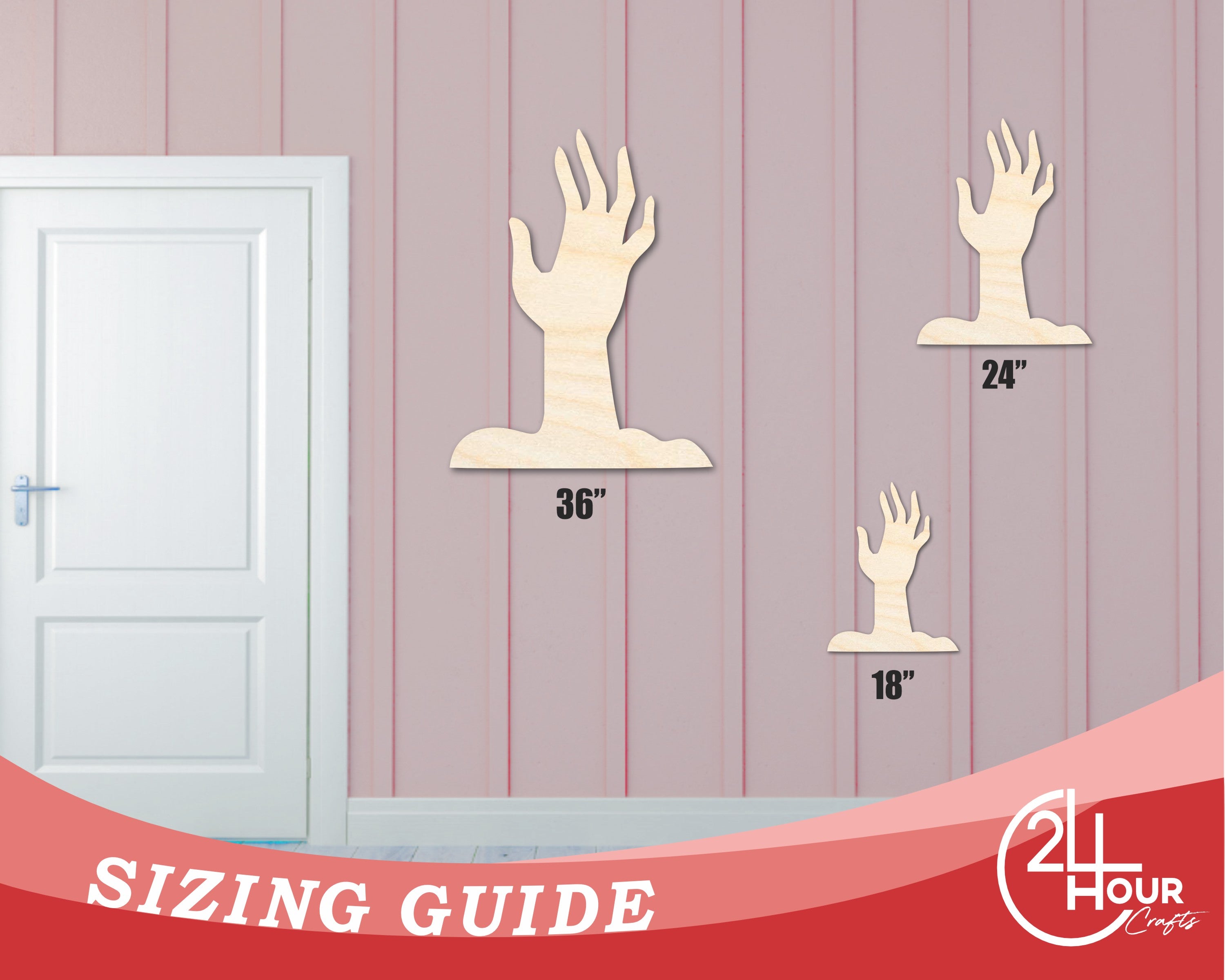 Enhanced and Larger Unfinished Wood Cutout in the Shape of a Zombie Hand for DIY Crafts