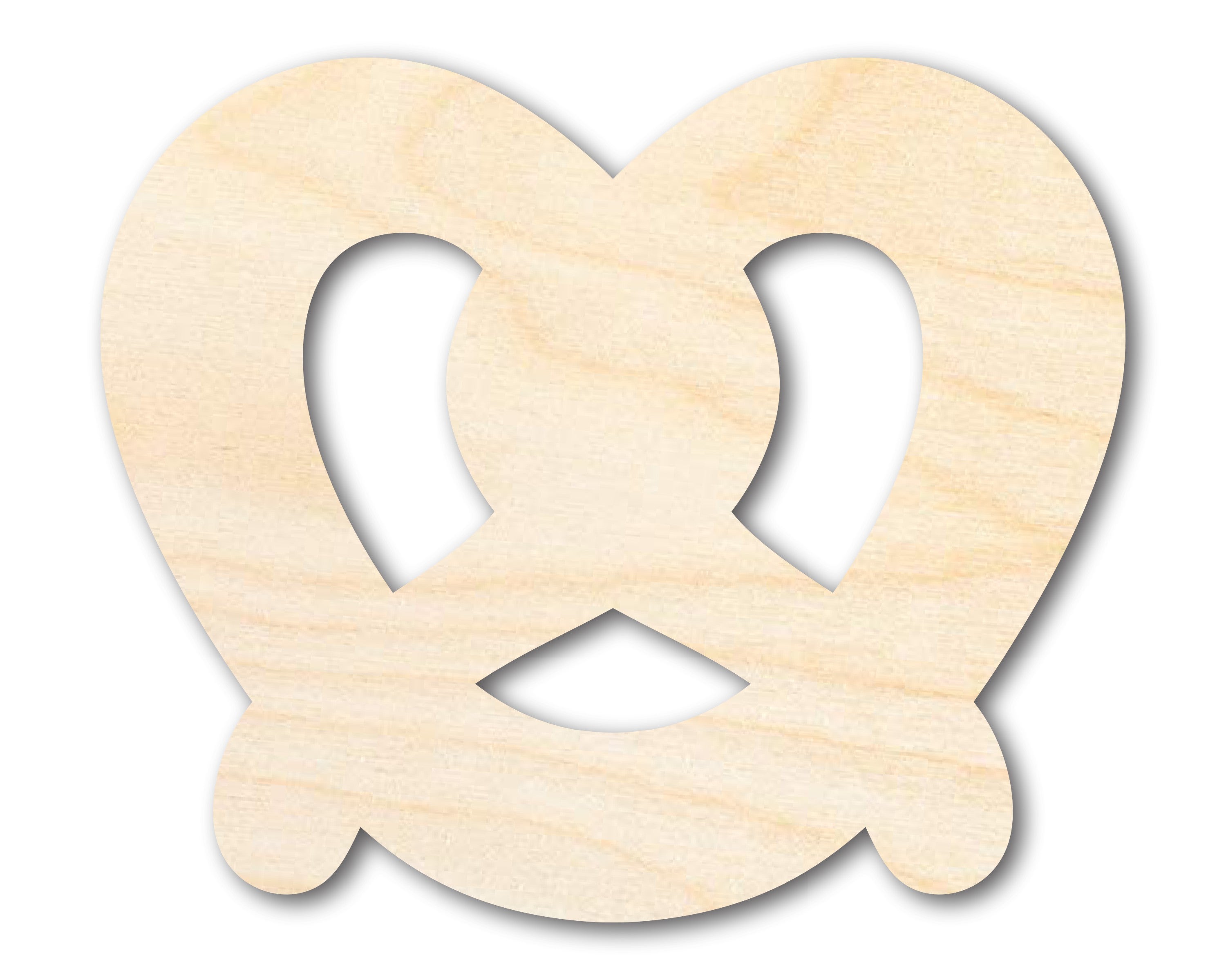 Unfinished Wood Pretzel-Shaped Craft Cutout for Food Crafts and DIY Projects, Available in Sizes up to 24 Inches