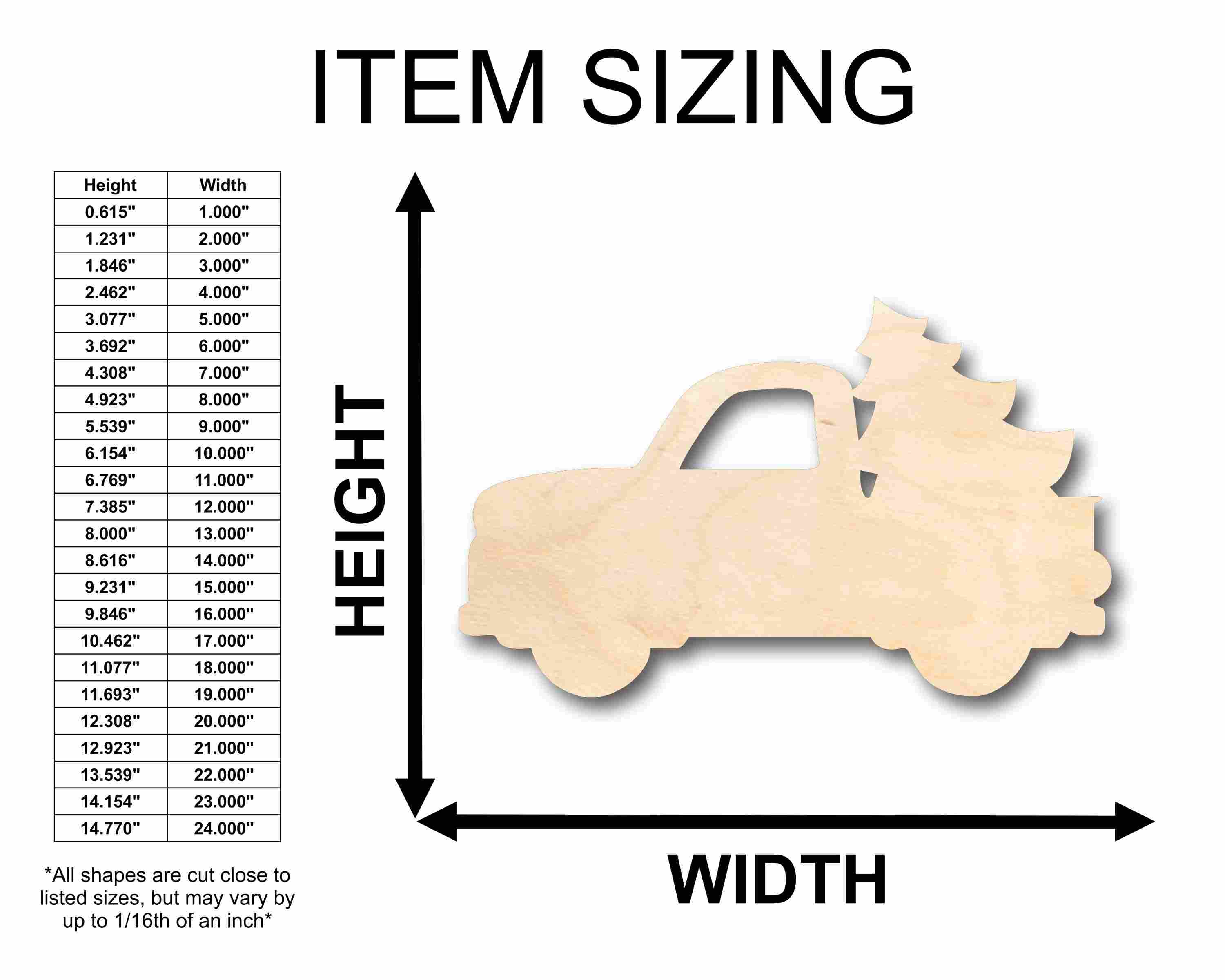 Unfinished Wood DIY Craft Supplies - Christmas Tree, Car, and Truck Silhouettes up to 46 Inches for Creative Projects