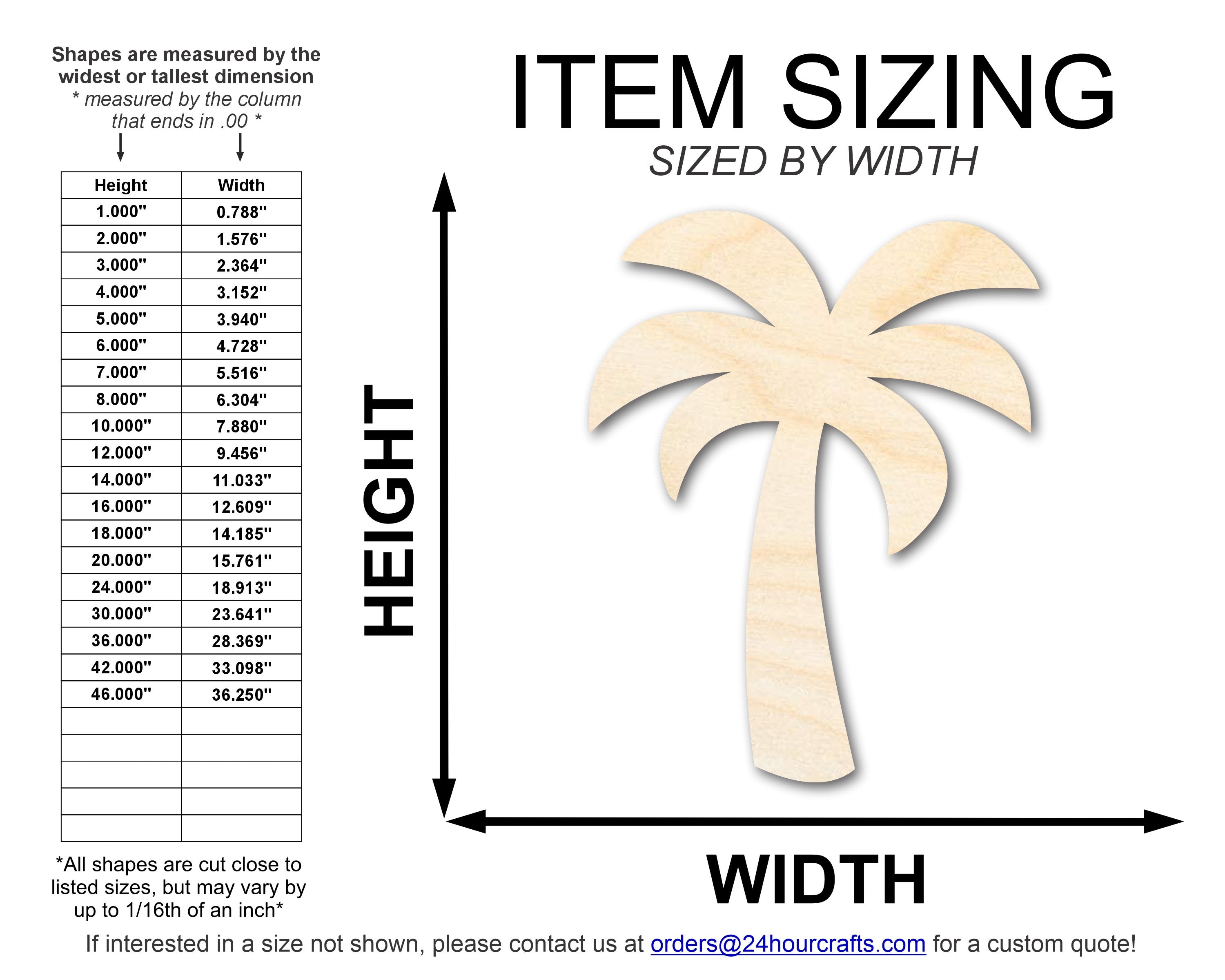DIY Unfinished Baltic Birch Palm Tree Silhouette Cutout up to 46 Inches