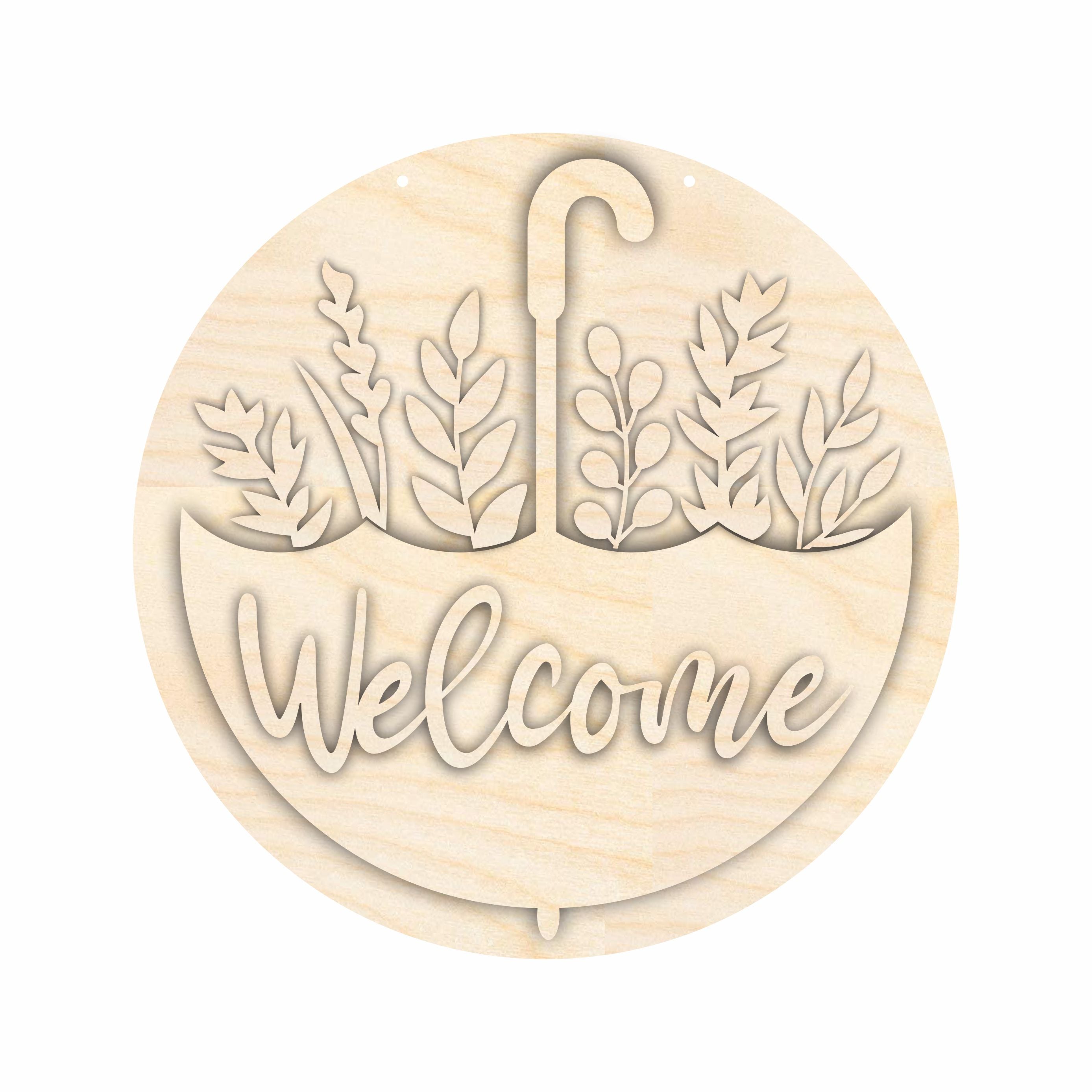 Unfinished Wood Spring Welcome Door Sign Craft Kit - 1/4 Inch Thick Wood Cutouts for Decorative Use