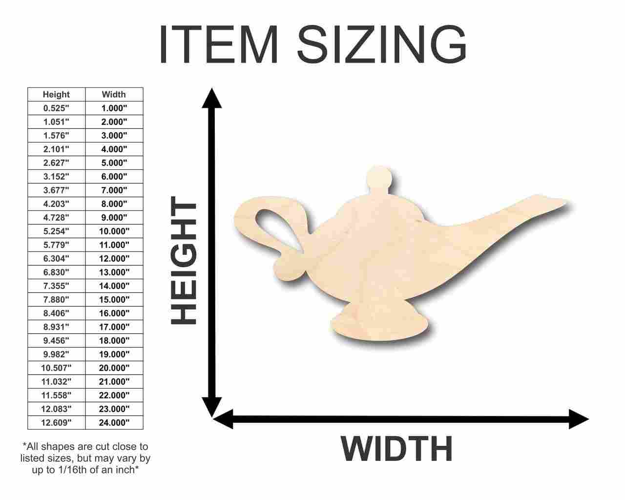 DIY Unfinished Baltic Birch Wood Genie's Lamp Shape up to 46