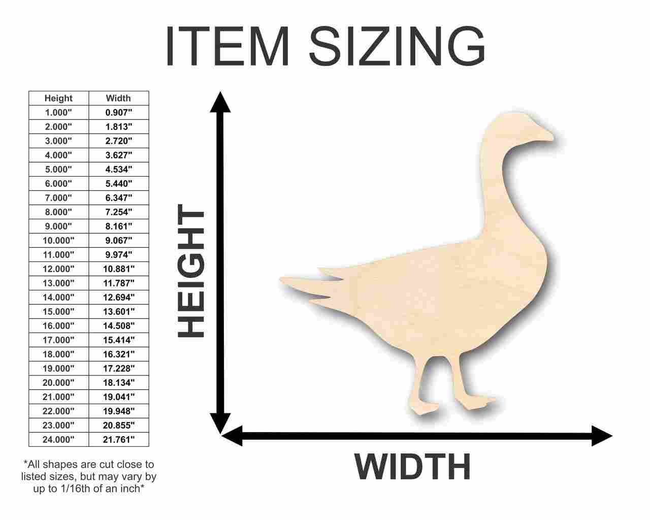 Unfinished Baltic Birch Plywood Wood Goose Shape - Ideal for Animal, Wildlife and DIY Crafts, Sizes Up to 46 Inches