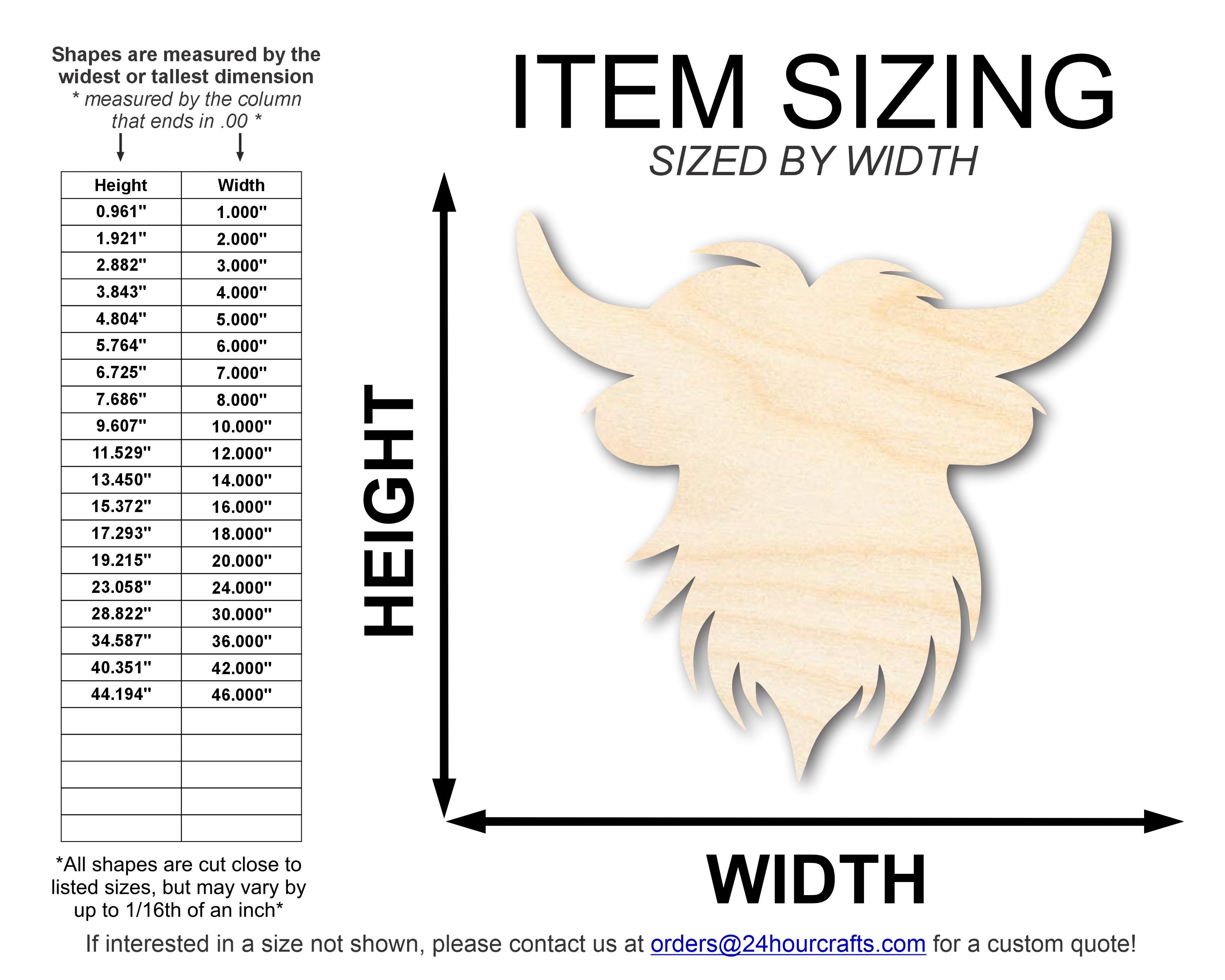 DIY Unfinished Baltic Birch Highland Cow Head Shape Cutout up to 46 Inches