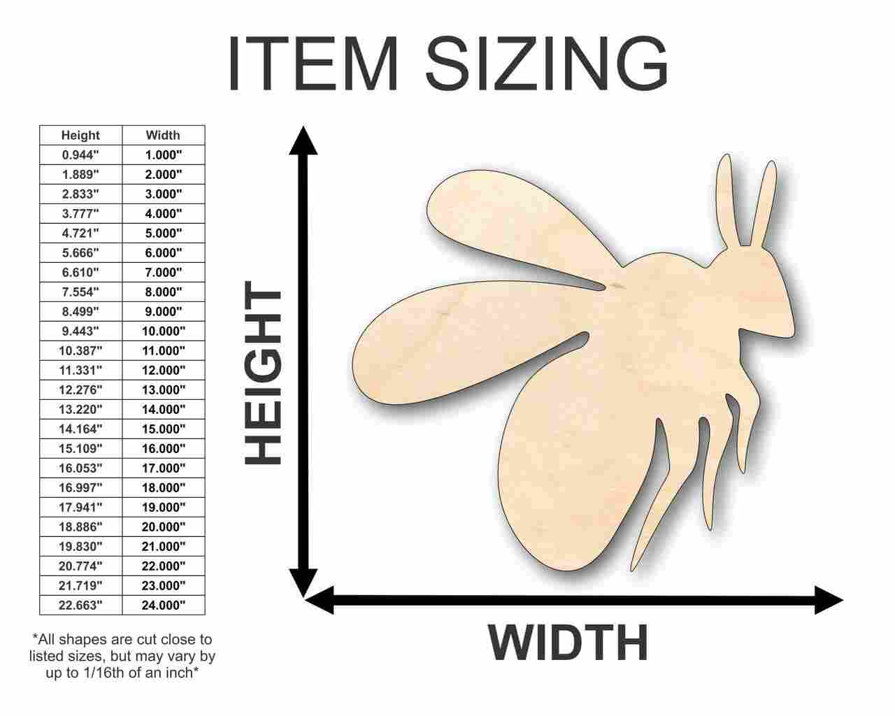 DIY Unfinished Wood Bumble Bee Shape for Craft Projects up to 46