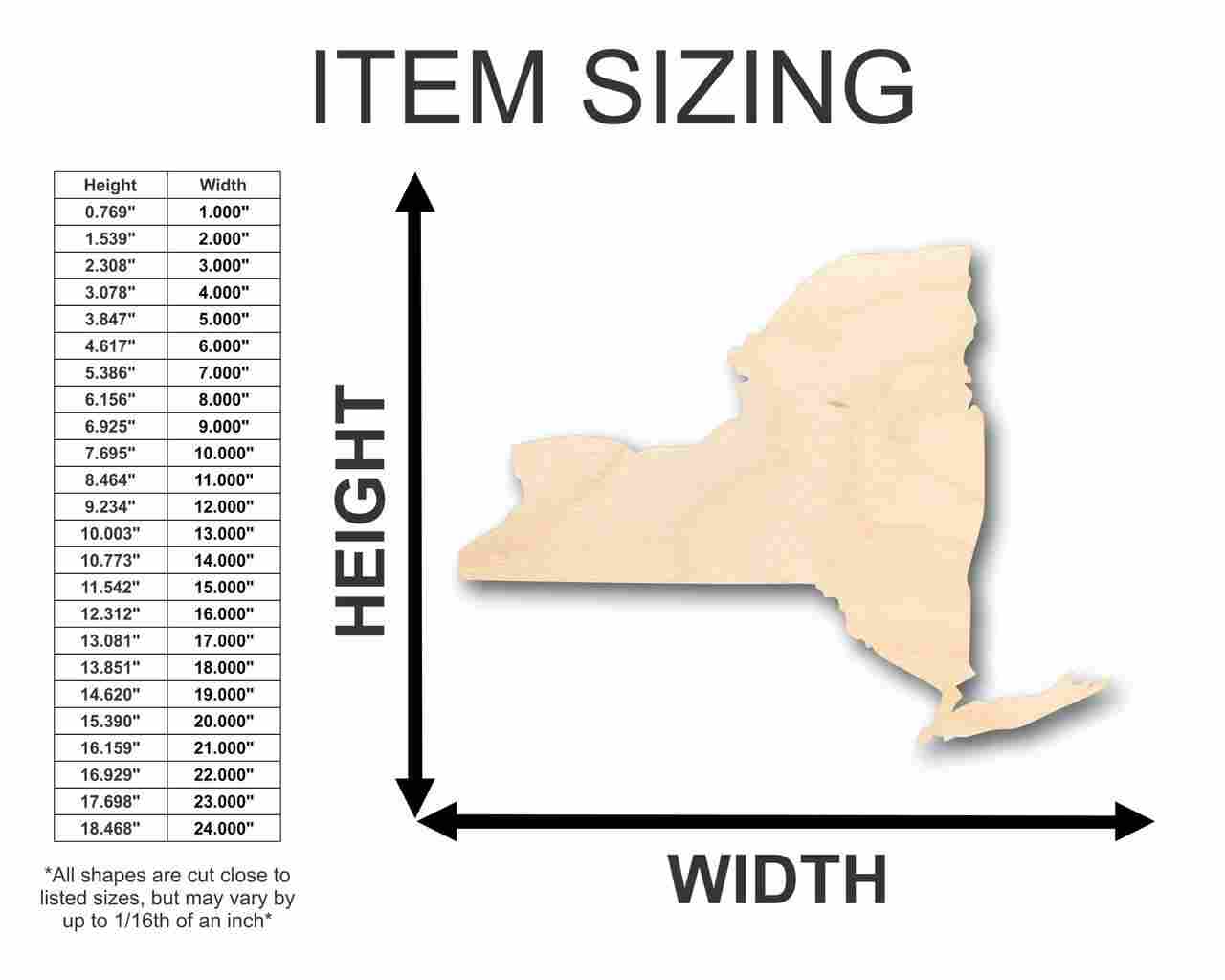 DIY Unfinished Wood New York State Shape - Up to 46 for Crafts