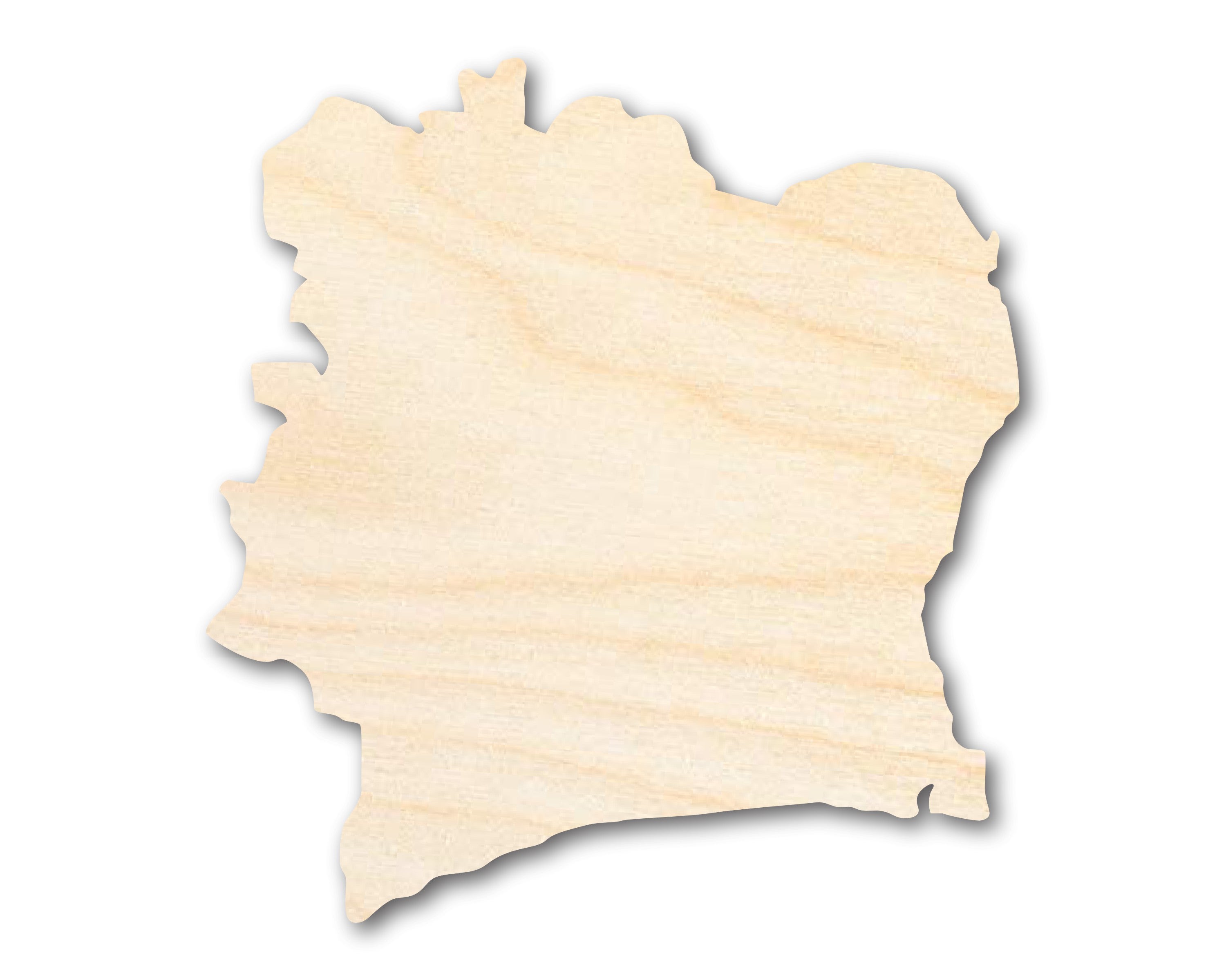 Unfinished Wood Ivory Coast Country Shape Craft for DIY Projects in West Africa - Up to 46 Inches of Crafting Possibilities