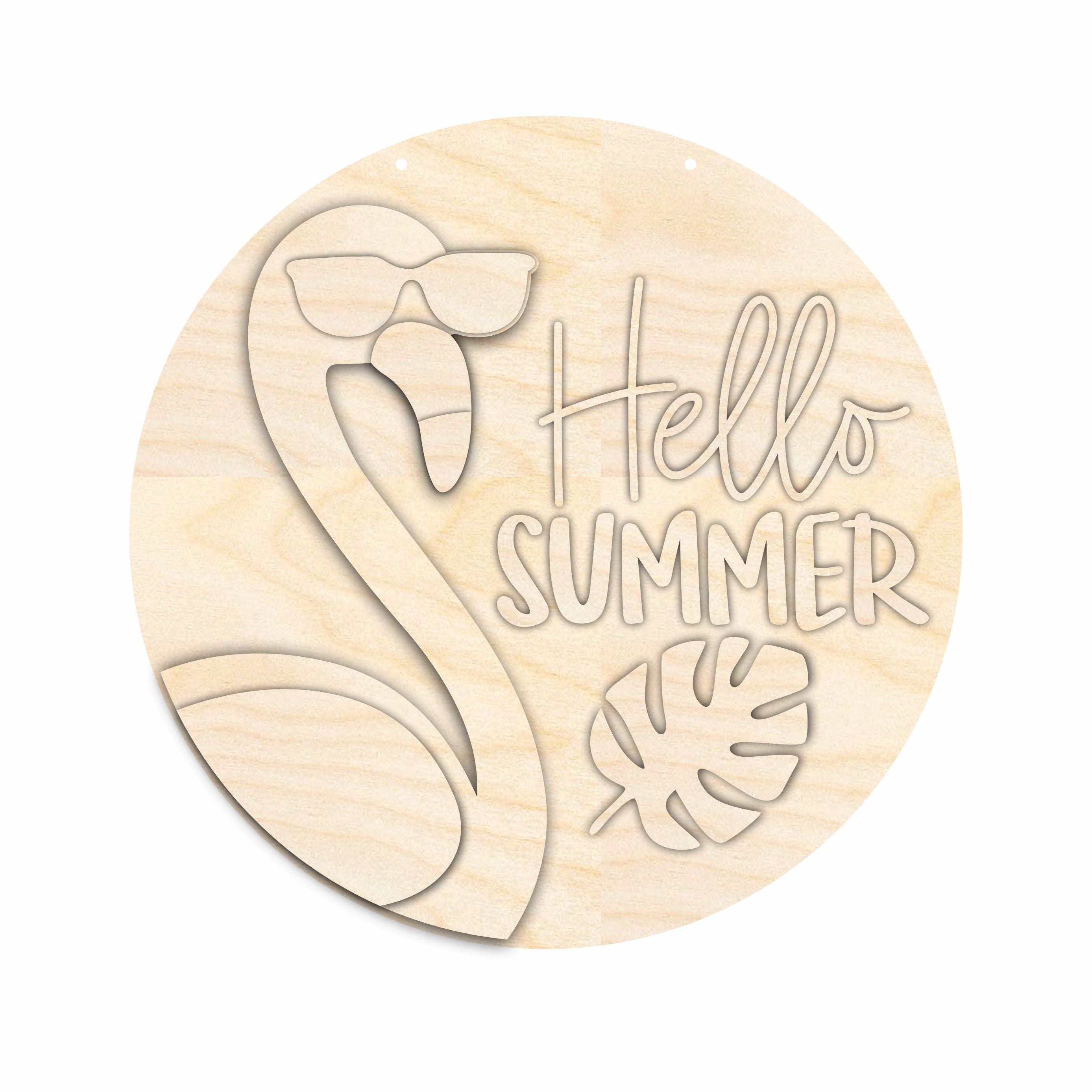 Unfinished Wood Craft Cutouts for Summer Flamingo Door Sign Kit - 1/4 Inch Thick