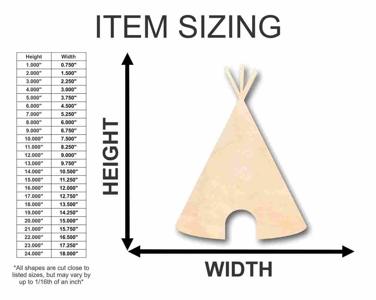 DIY Unfinished Native American Western Wood Teepee Shape up to 46