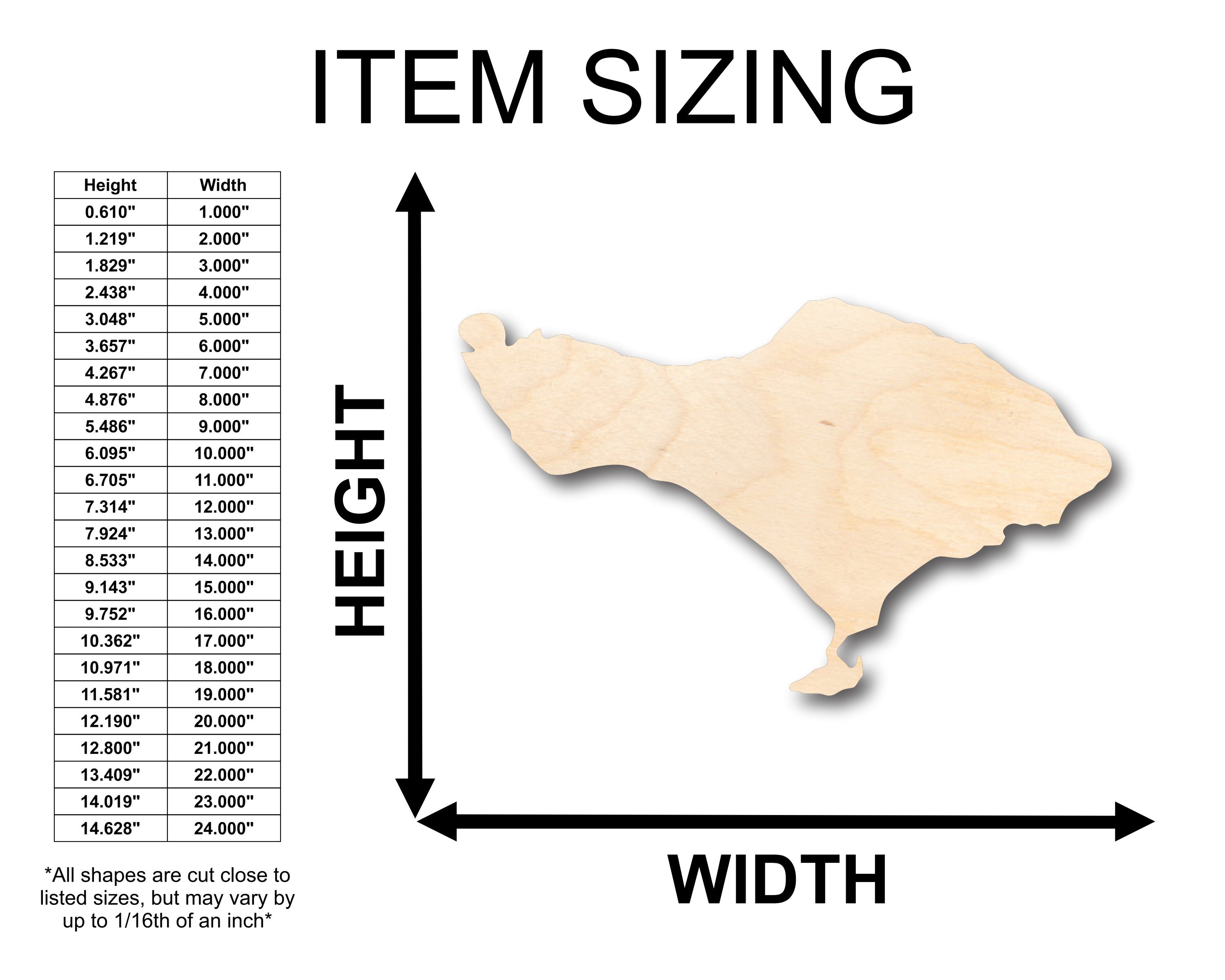 DIY Unfinished Bali - Shaped Wood Crafts up to 46 Inches