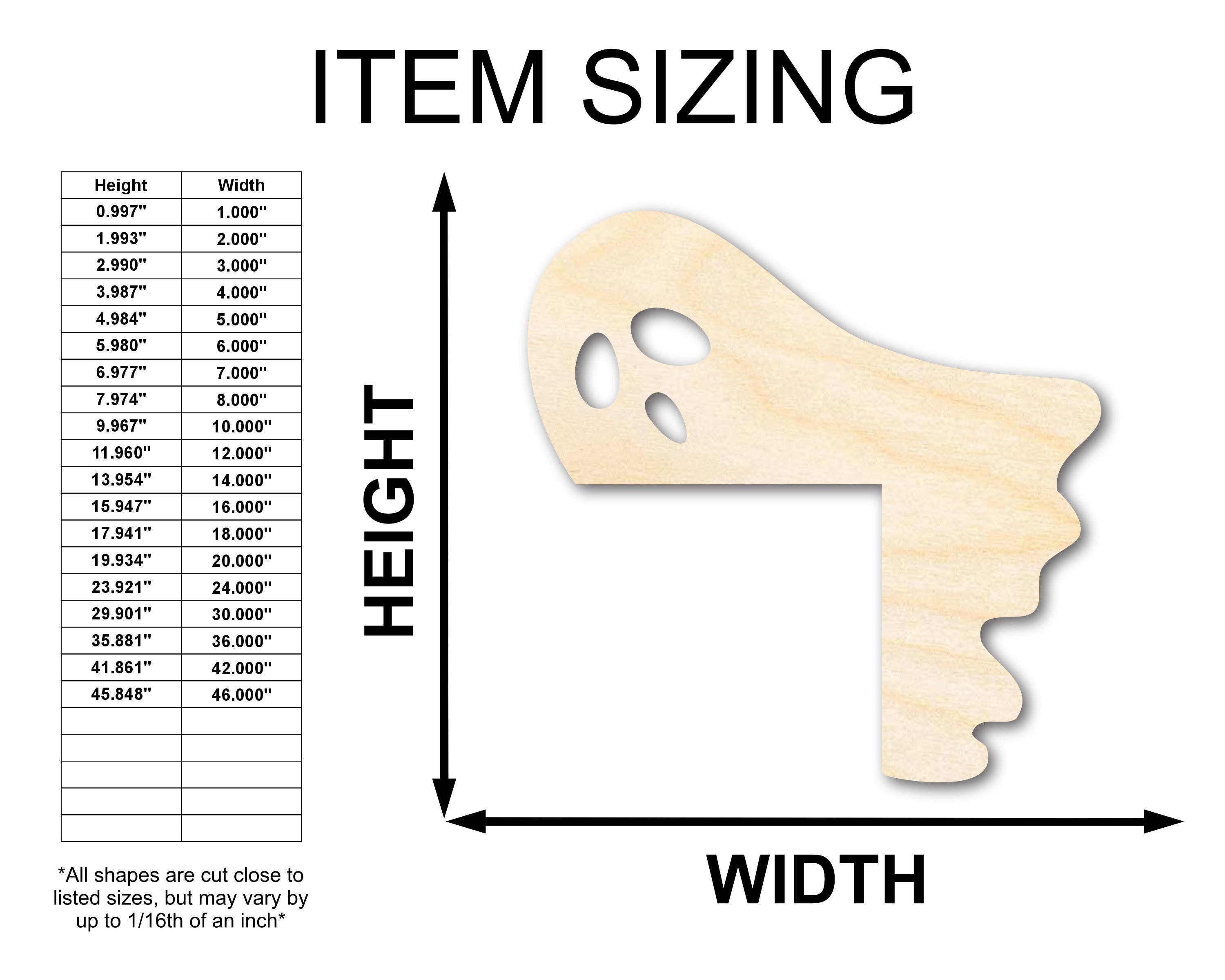 Unfinished Wood Ghost Corner Shape Craft Cutout for Halloween - Up to 46 Inches for 240+ DIY Projects