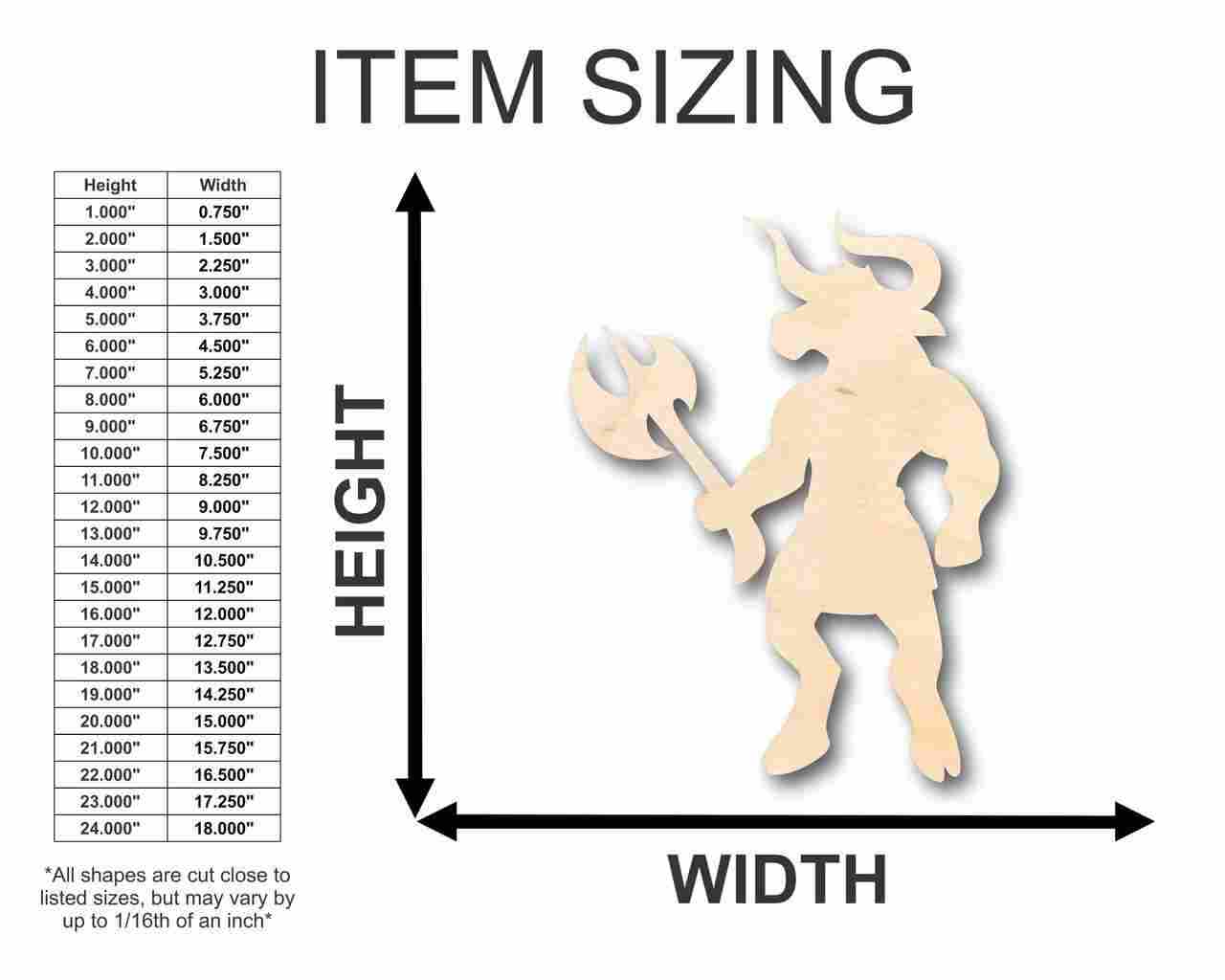 Unfinished DIY Greek Mythical Minotaur Shape Wood Craft for Up to 46 Projects