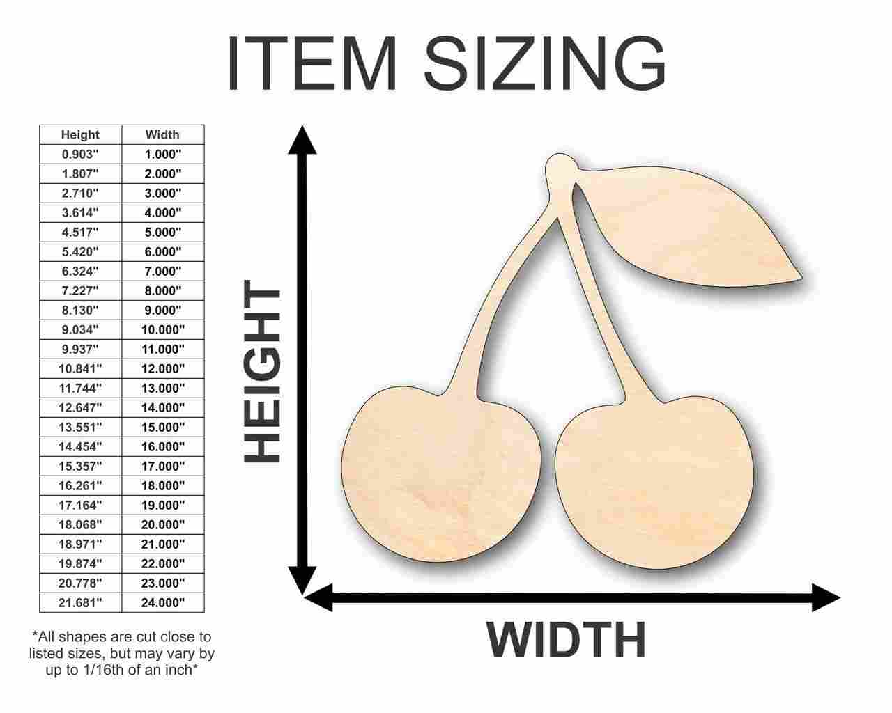 Unfinished Cherry - Shaped Wood Fruit Craft Items Ideal for up to 46 DIY Projects