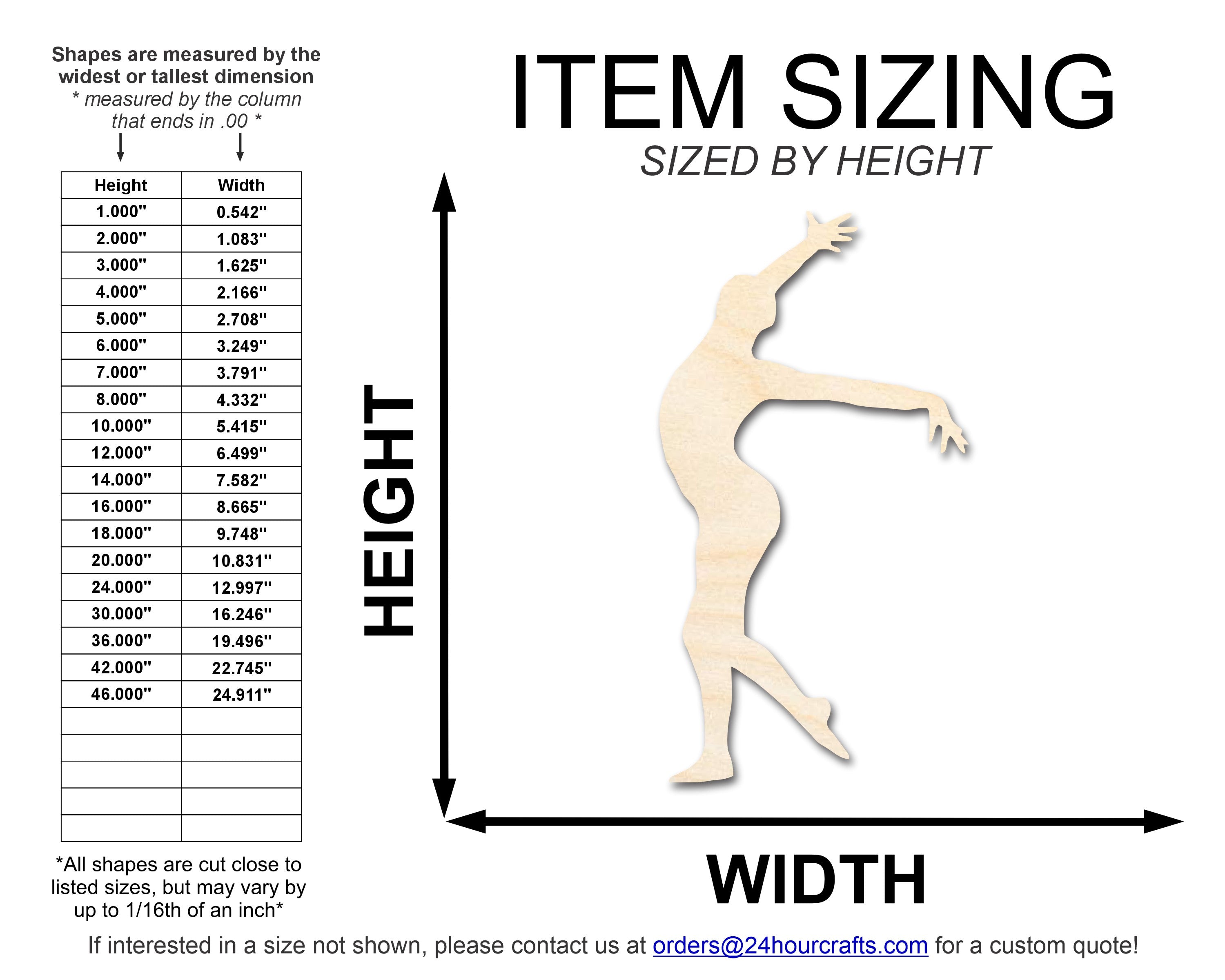 Unfinished Baltic Birch Wood Gymnast Pose Shape DIY Craft Cutout with Up to 46 Different DIY Options