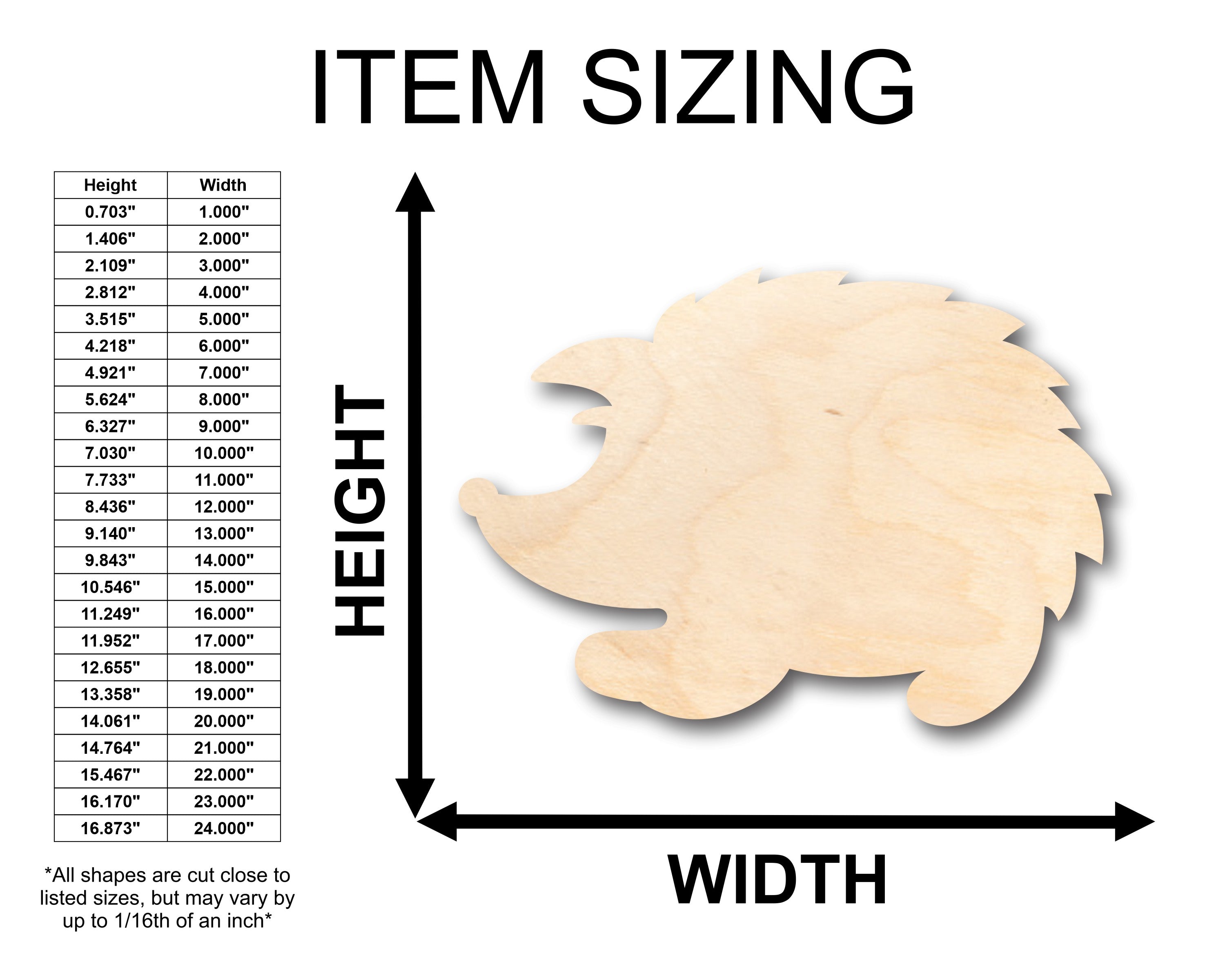 Unfinished Baltic Birch Wood Baby Porcupine Shape Craft Items for Up to 46 DIY Projects