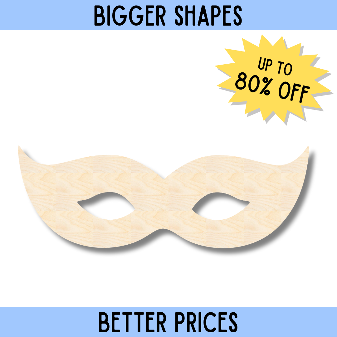 Bigger and Superior Unfinished Wood Mardi Gras Mask Shape for DIY Craft Cutouts