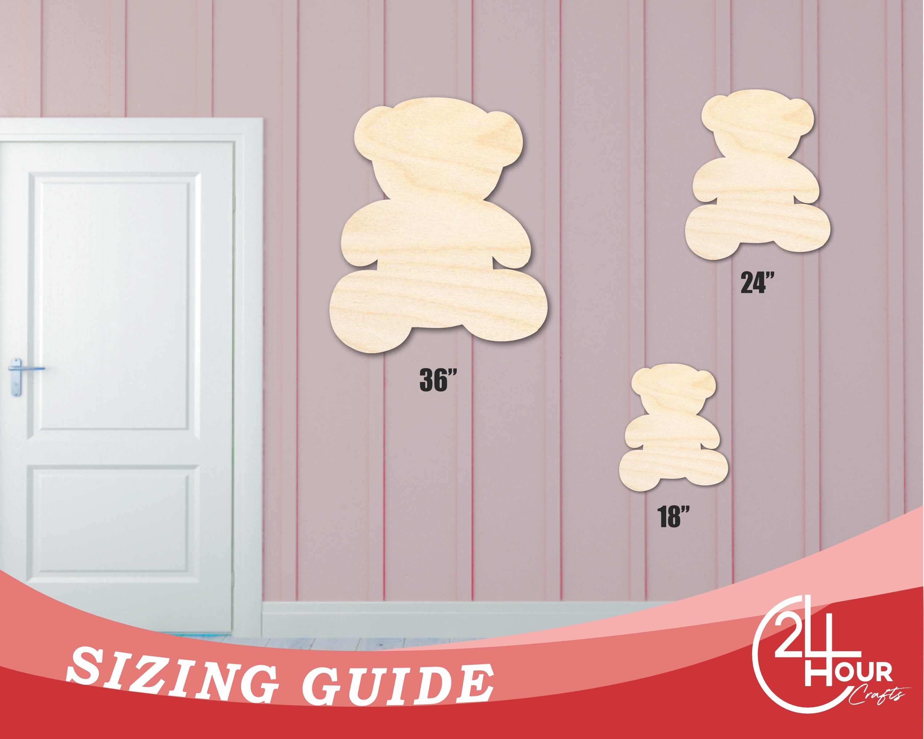 Enhanced DIY Unfinished Wood Teddy Bear Shape Craft Cutout