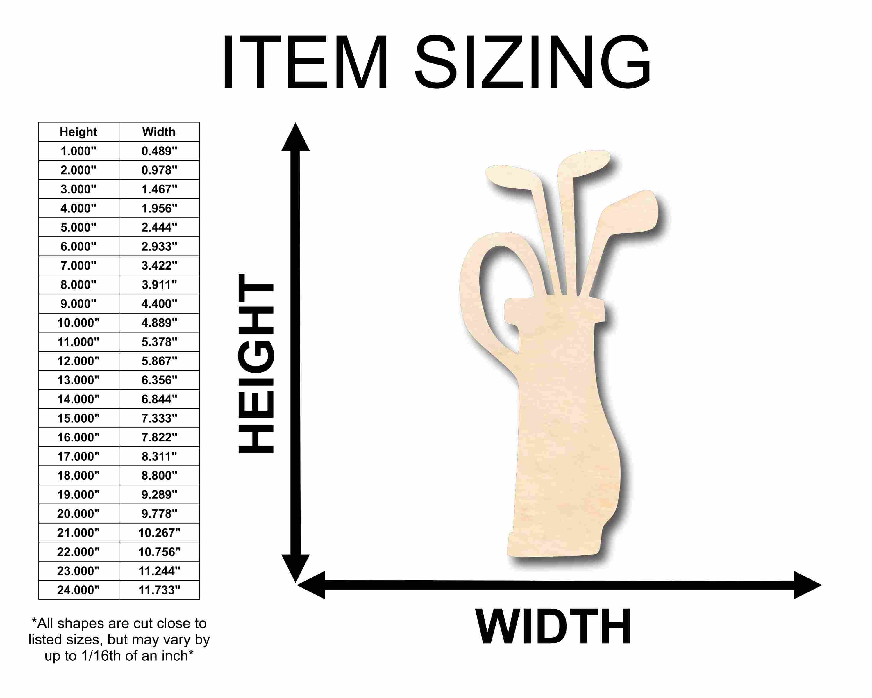 DIY Unfinished Wood Golf Bag Silhouette - Up to 46 Pieces for Crafts