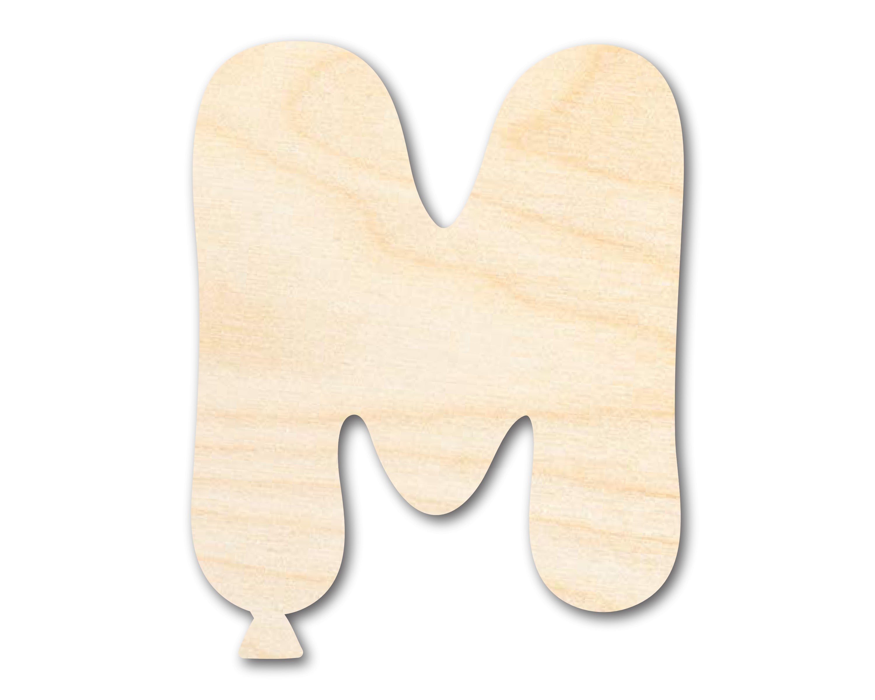 Unfinished DIY Craft Cutout in the Shape of a Wood Balloon Letter M | Up to 46 Inches for Multiple DIY Projects