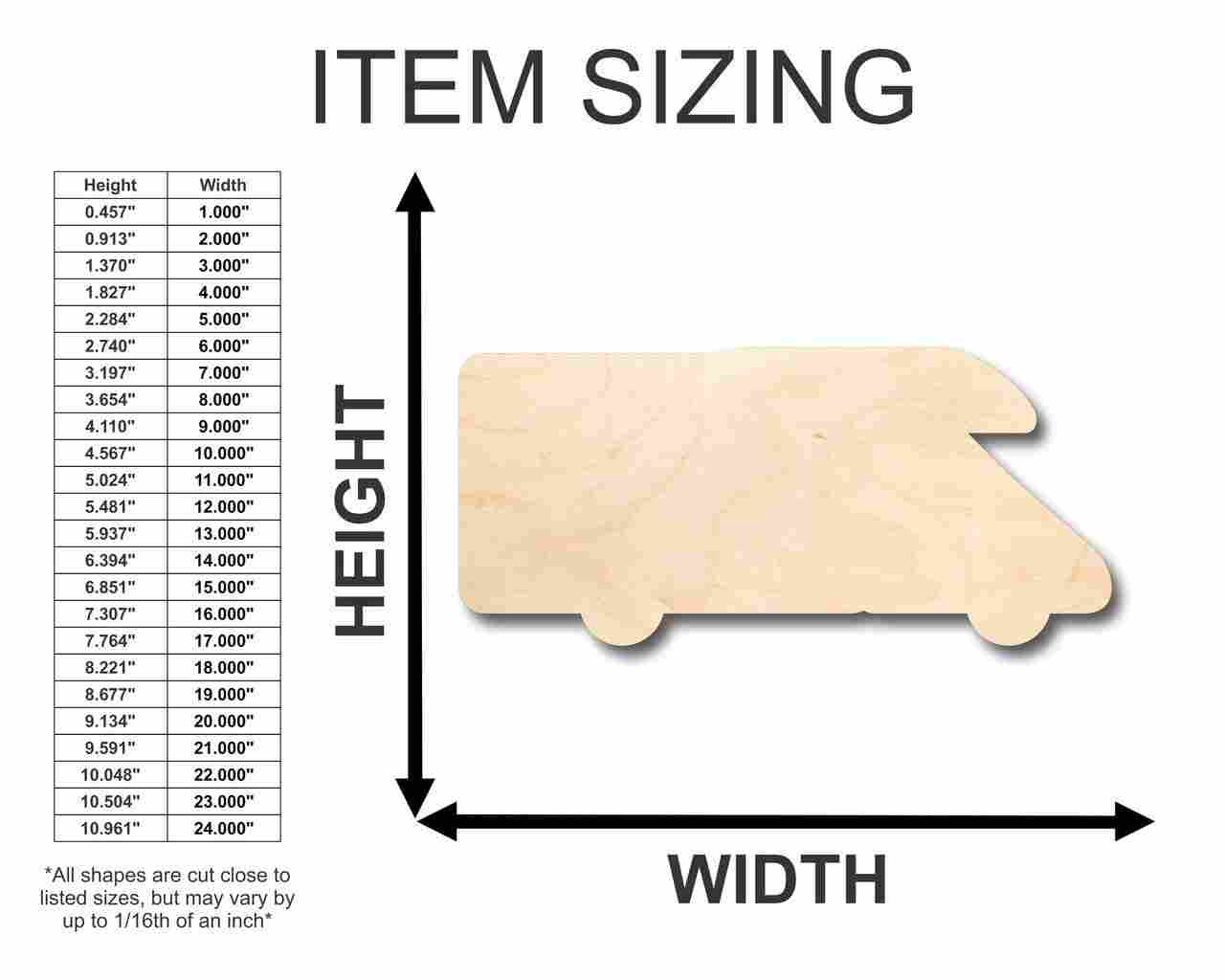 DIY Unfinished Wood RV Shapes for Camping Crafts, up to 46 Sizes