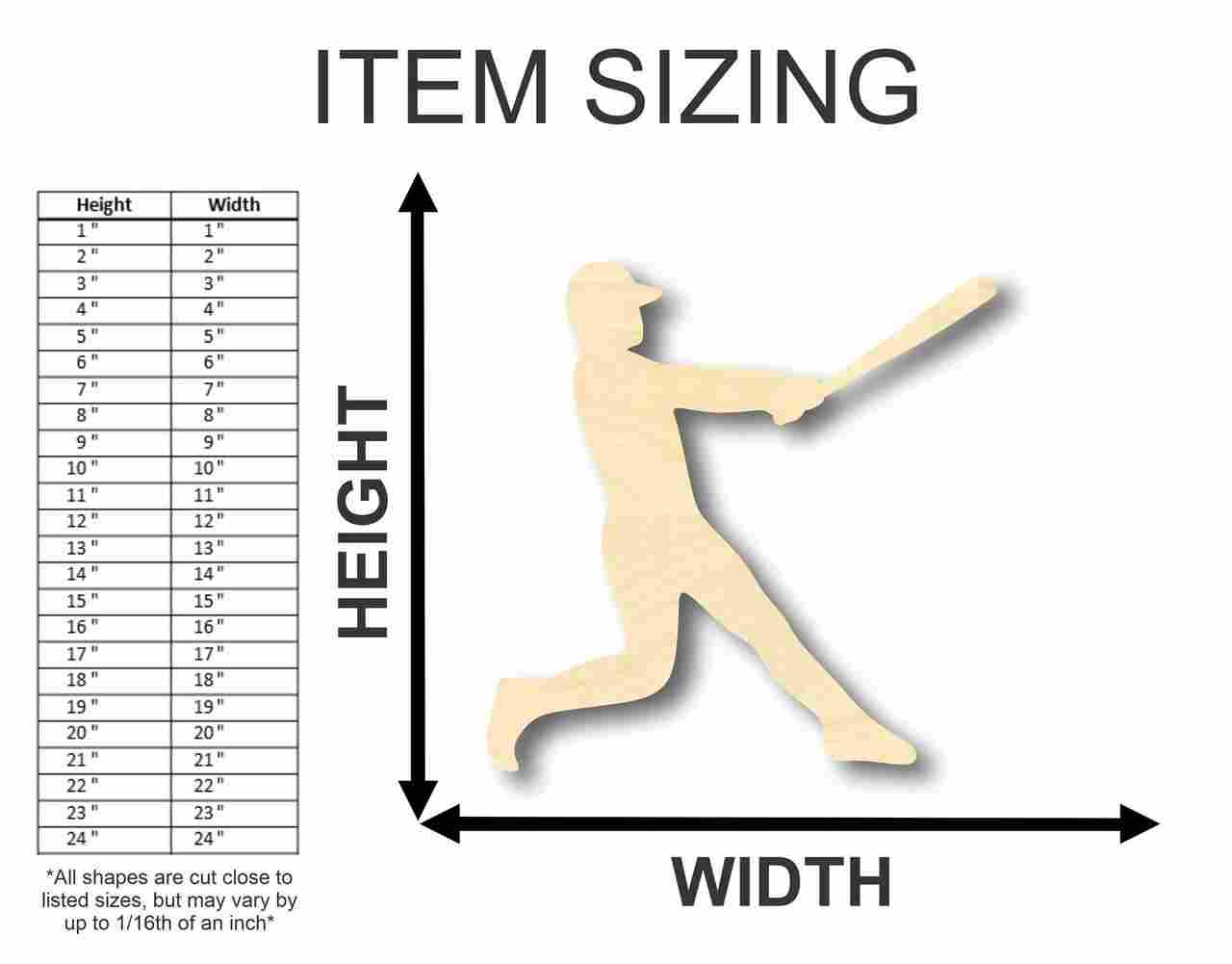 DIY Unfinished Wood Baseball Player Shape for Kids' Sports Room Decor (up to 46)
