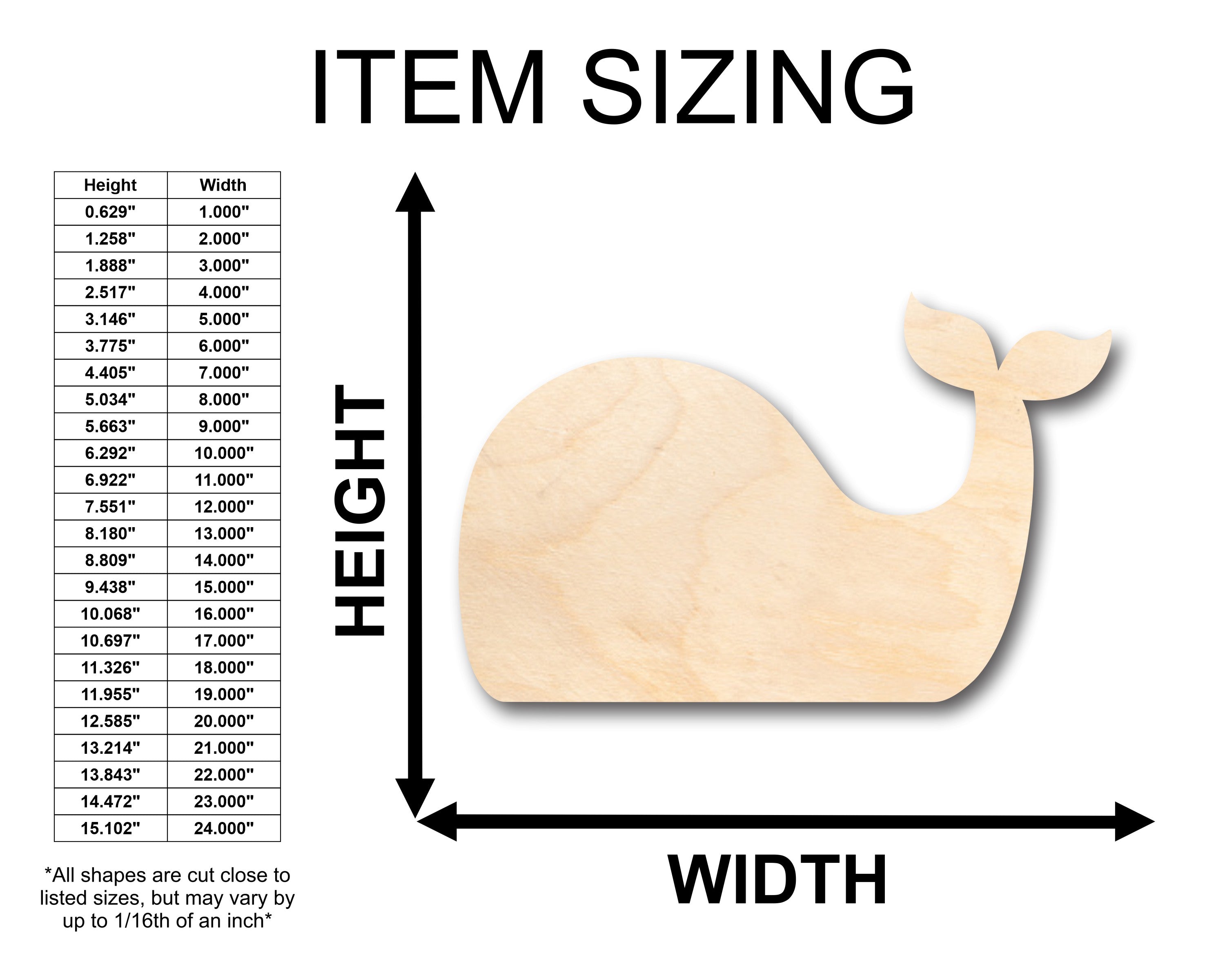 DIY Unfinished Natural Wood Whale Shape Crafts up to 46 Inches