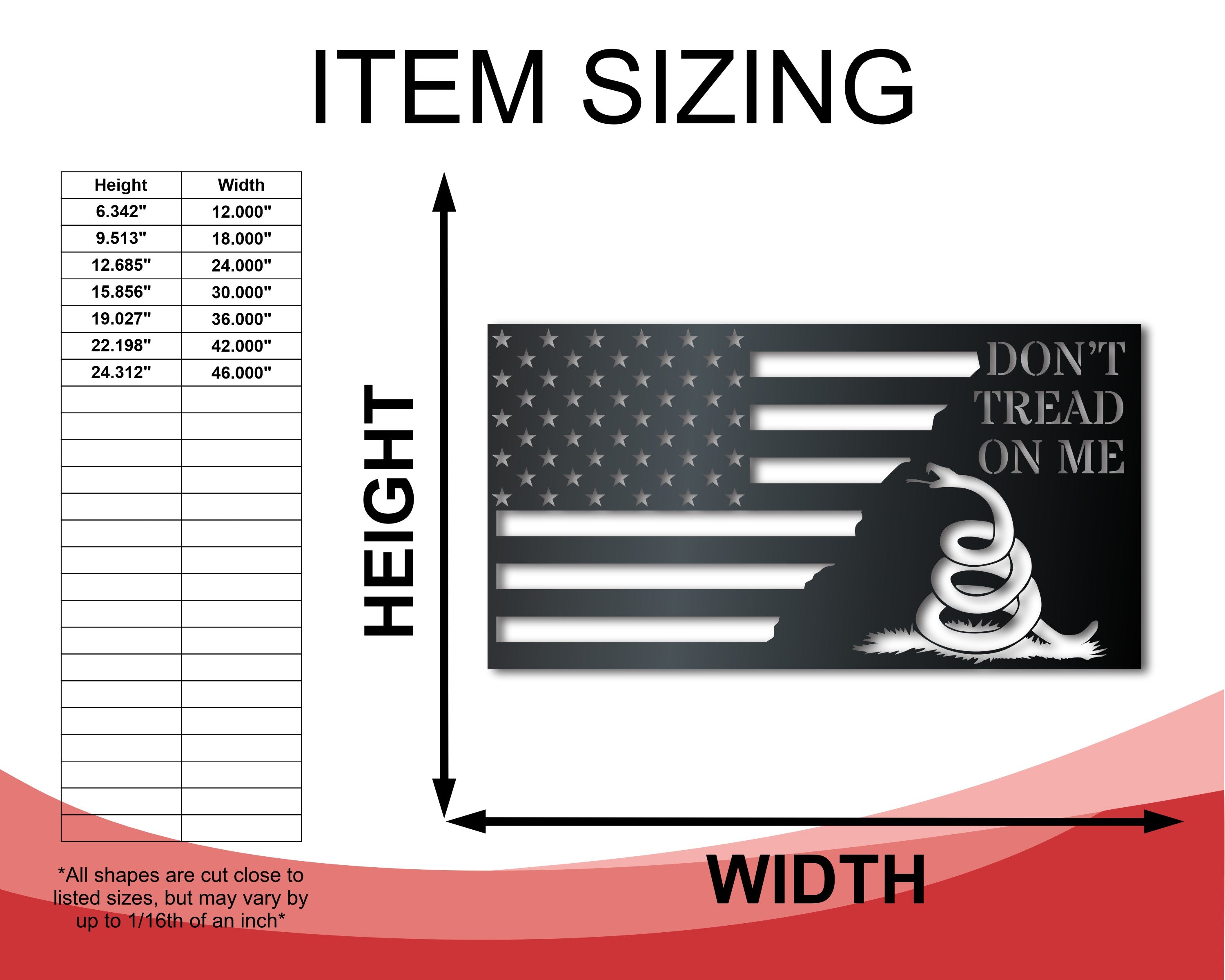 Decorative Metal American Flag Wall Art - 'Don't Tread on Me' Sign Suitable for Both Indoor and Outdoor Use with Up to 46 Dimensions and More Than 20 Color Choices
