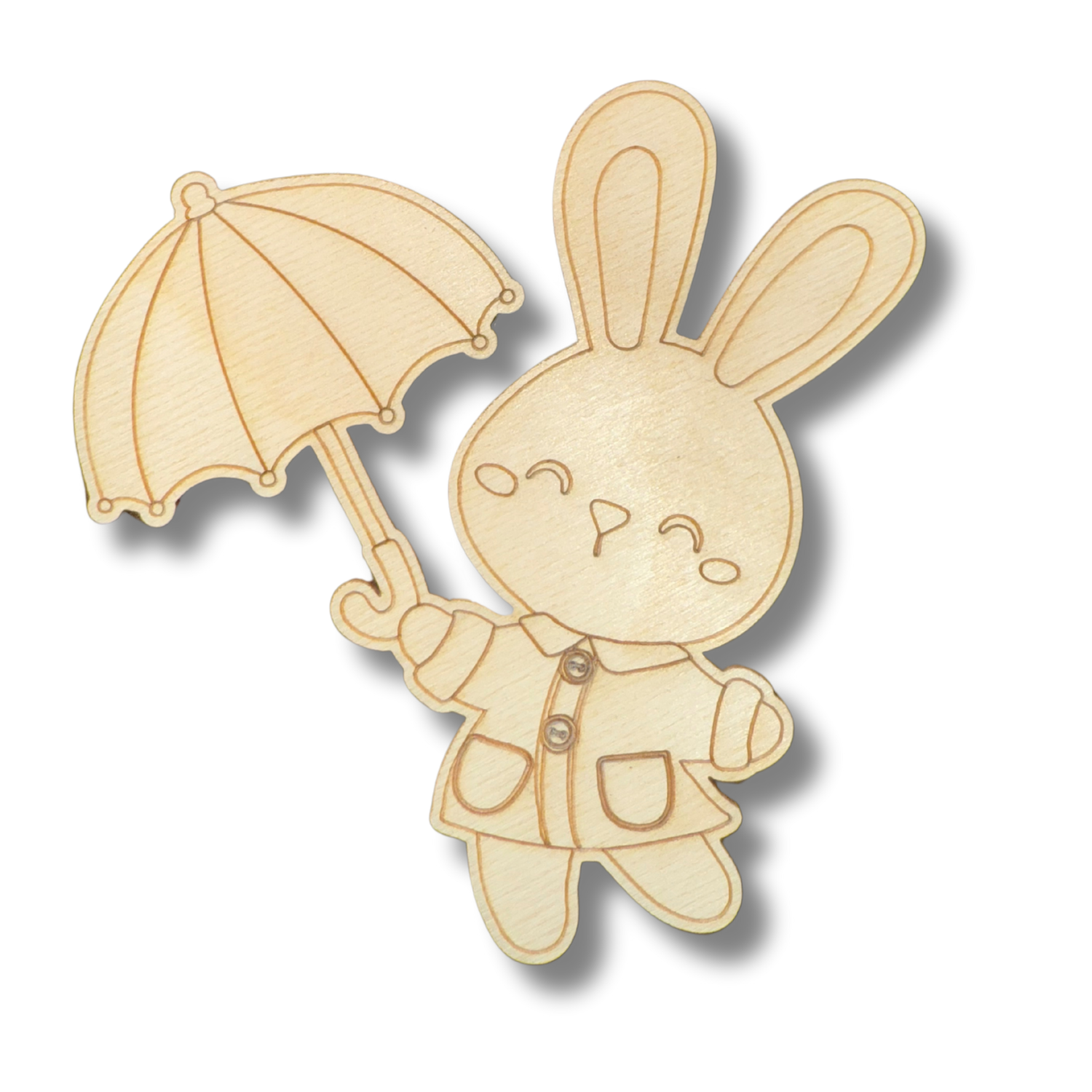 DIY Unfinished Wood Spring Bunny Shape with Etched Lines, Up to 30 Options