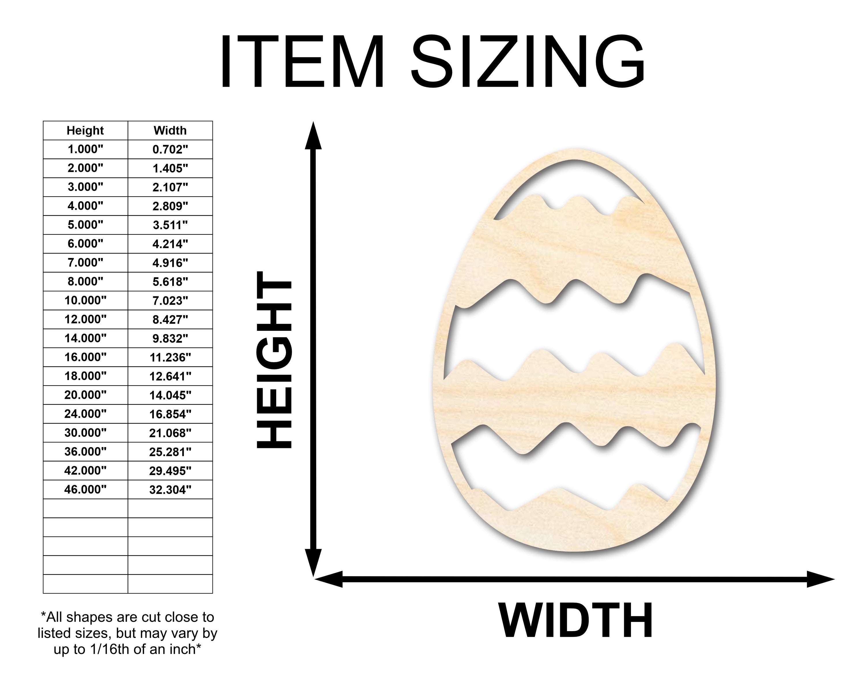 Unfinished Baltic Birch Wood Wavy Striped Egg Shape for Easter DIY Crafts - Up to 46 Pieces for Do - It - Yourself Projects