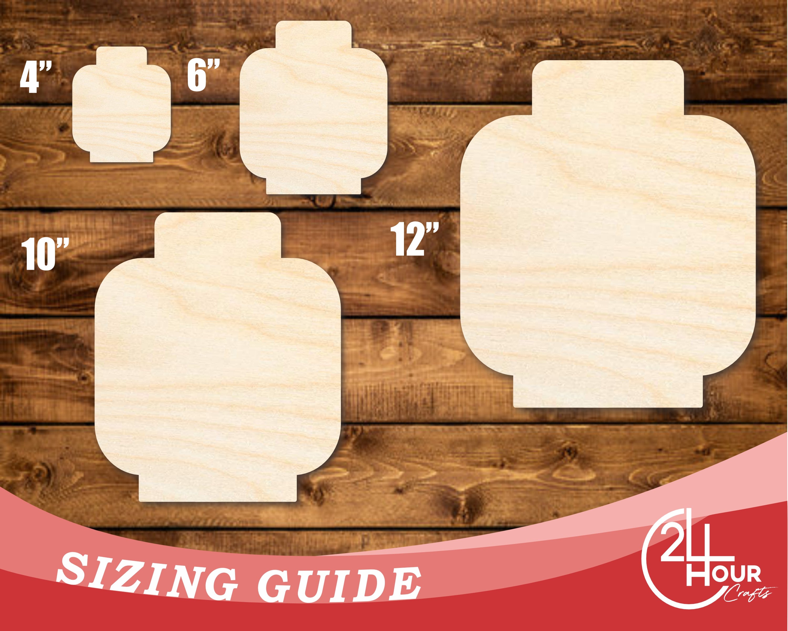 Unfinished DIY Craft Cutout in the Shape of a Wood Block Head | Up to 46 Different DIY Options