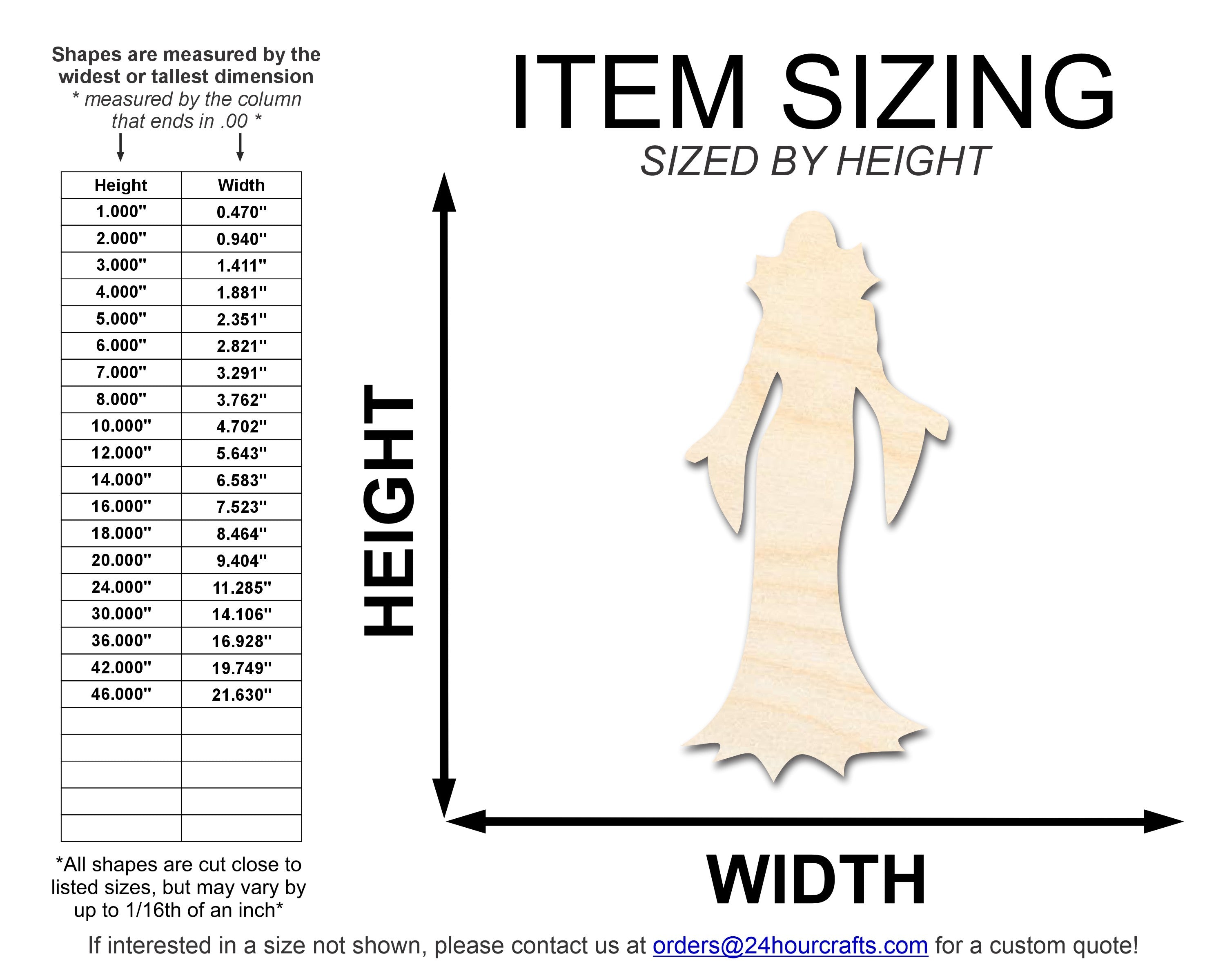DIY Unfinished Baltic Birch Vampiress Shape Craft Cutout up to 46"