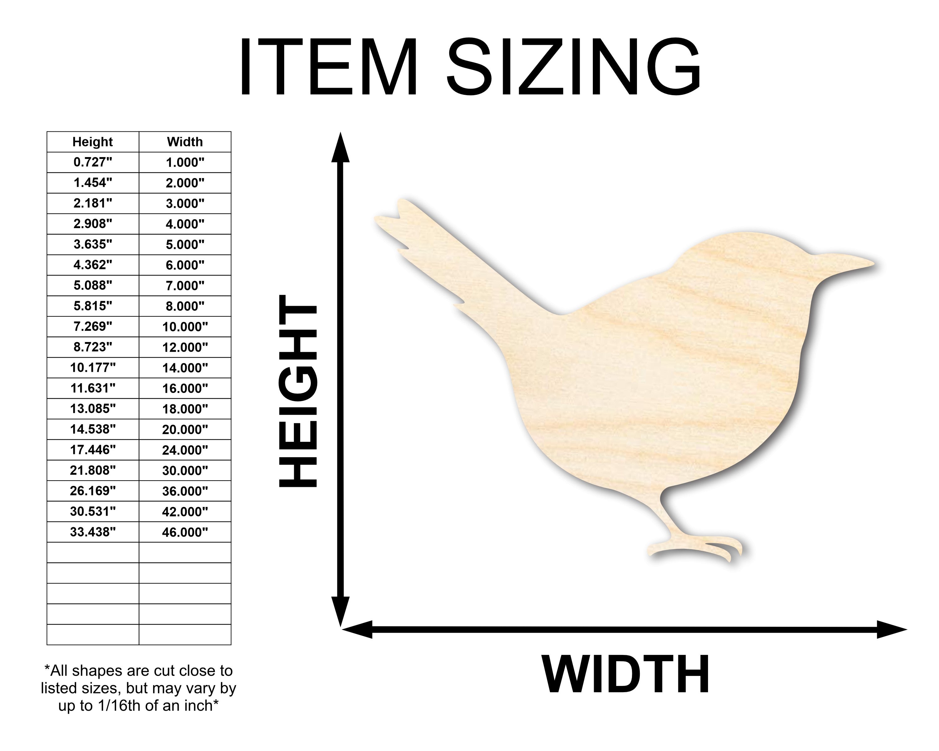 Unfinished DIY Craft Supplies - Wood Wren Shape for Up to 46 Do - It - Yourself Projects
