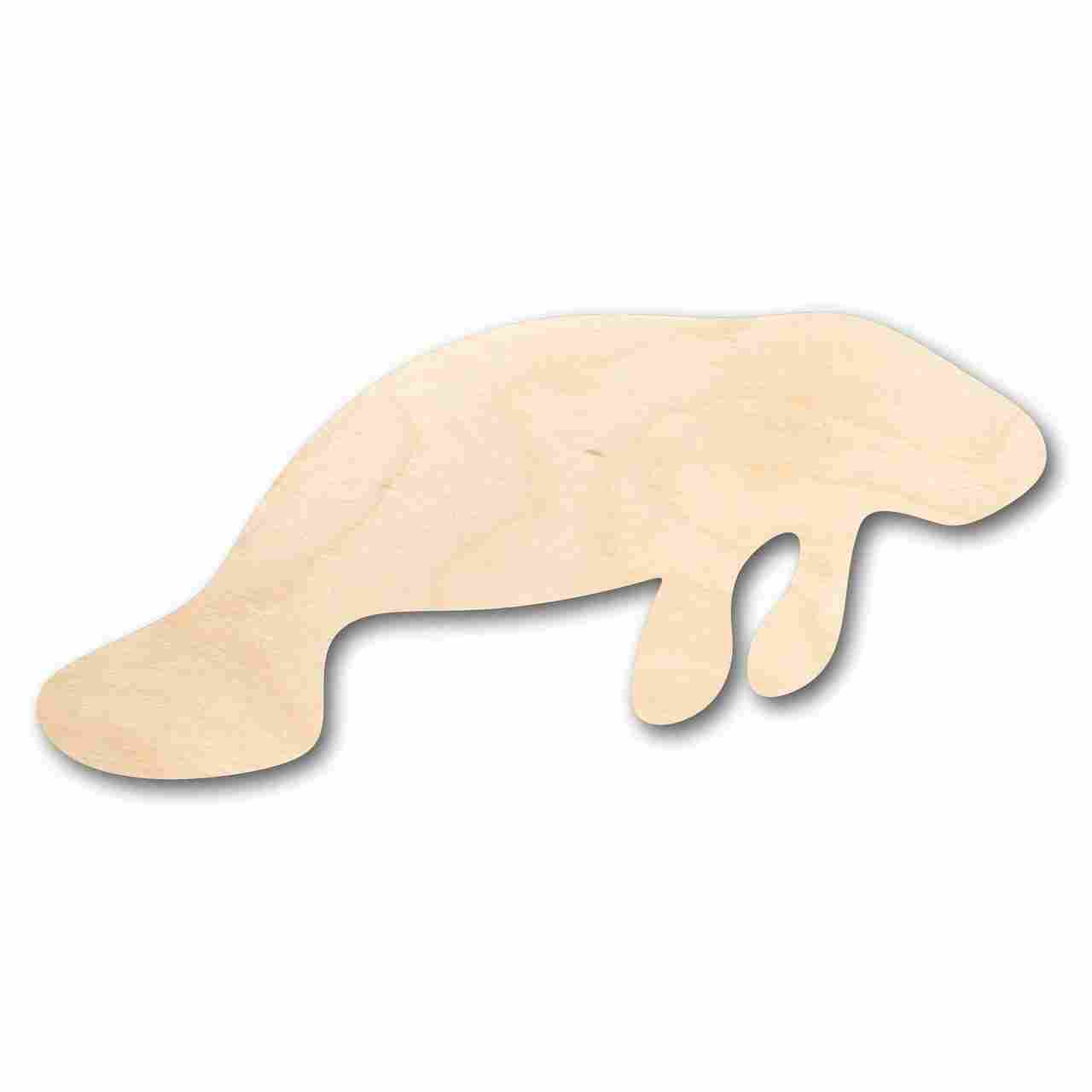 Unfinished Wood Craft - Manatee Shape for Florida Ocean DIY Projects, Sizes Up to 46 Inches