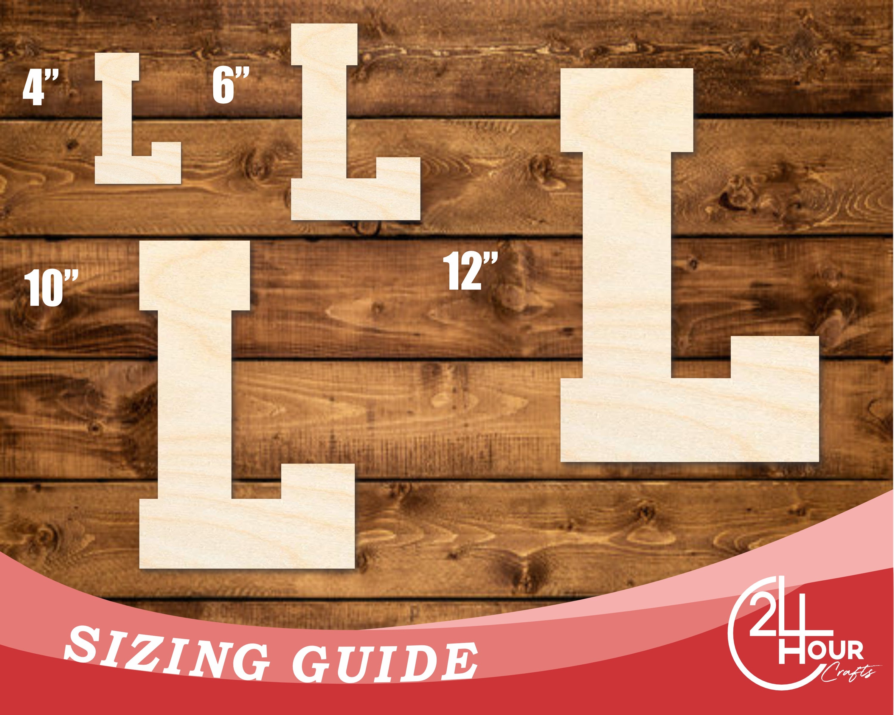 Unfinished Baltic Birch Wood Varsity Team Font - L Shape DIY Craft Cutouts, Up to 46 Inches for Various DIY Projects