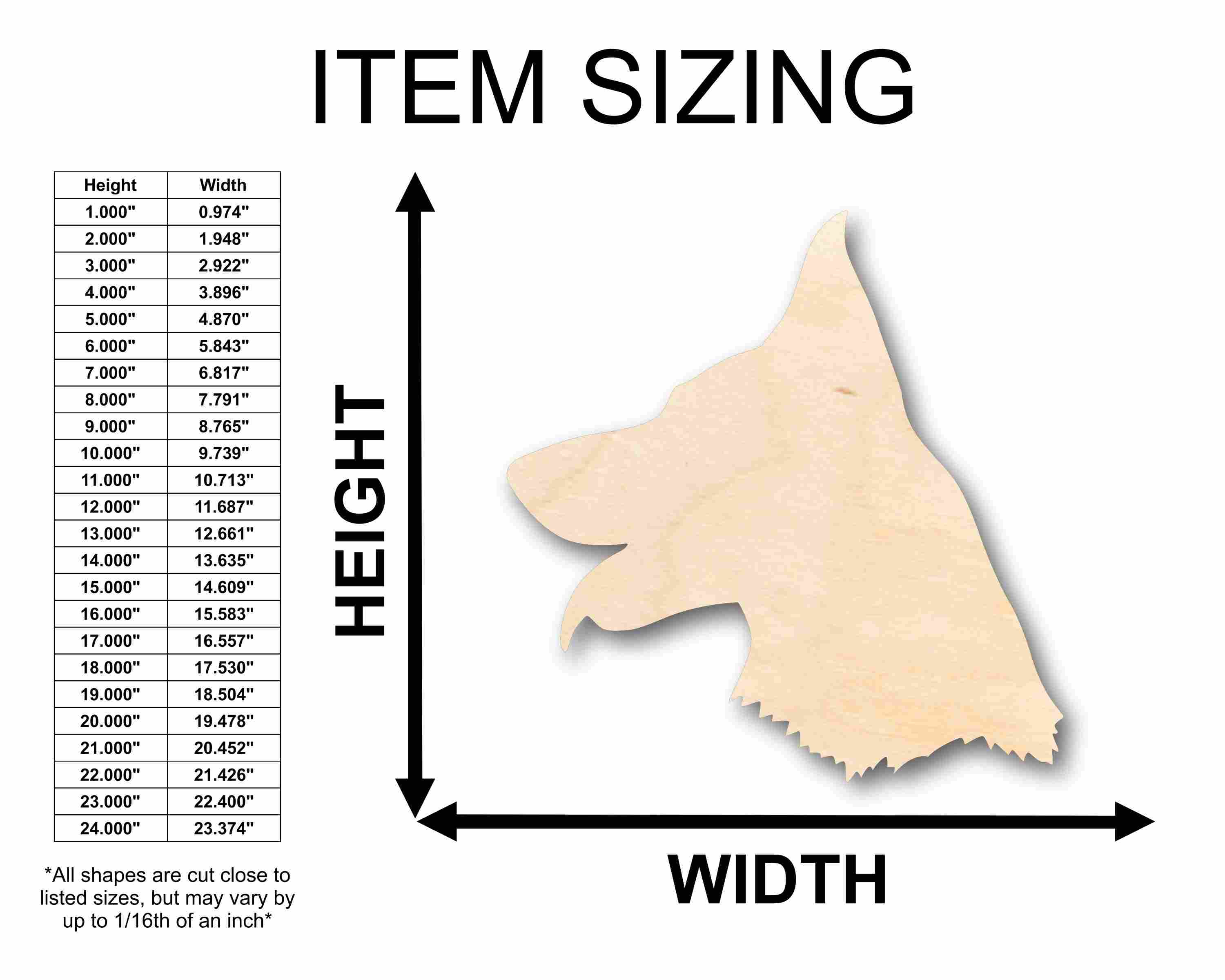 DIY Unfinished German Shepard Dog Silhouette in Wood - Up to 46 Craft Options