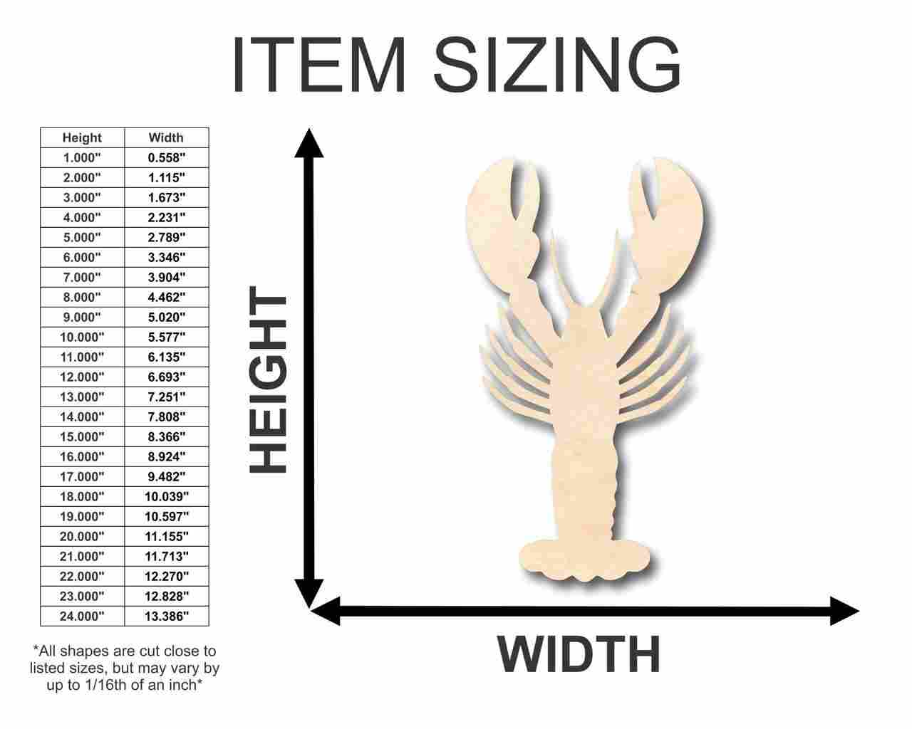 DIY Unfinished Wood Lobster Shape for Ocean Nursery Crafts (Up to 46)