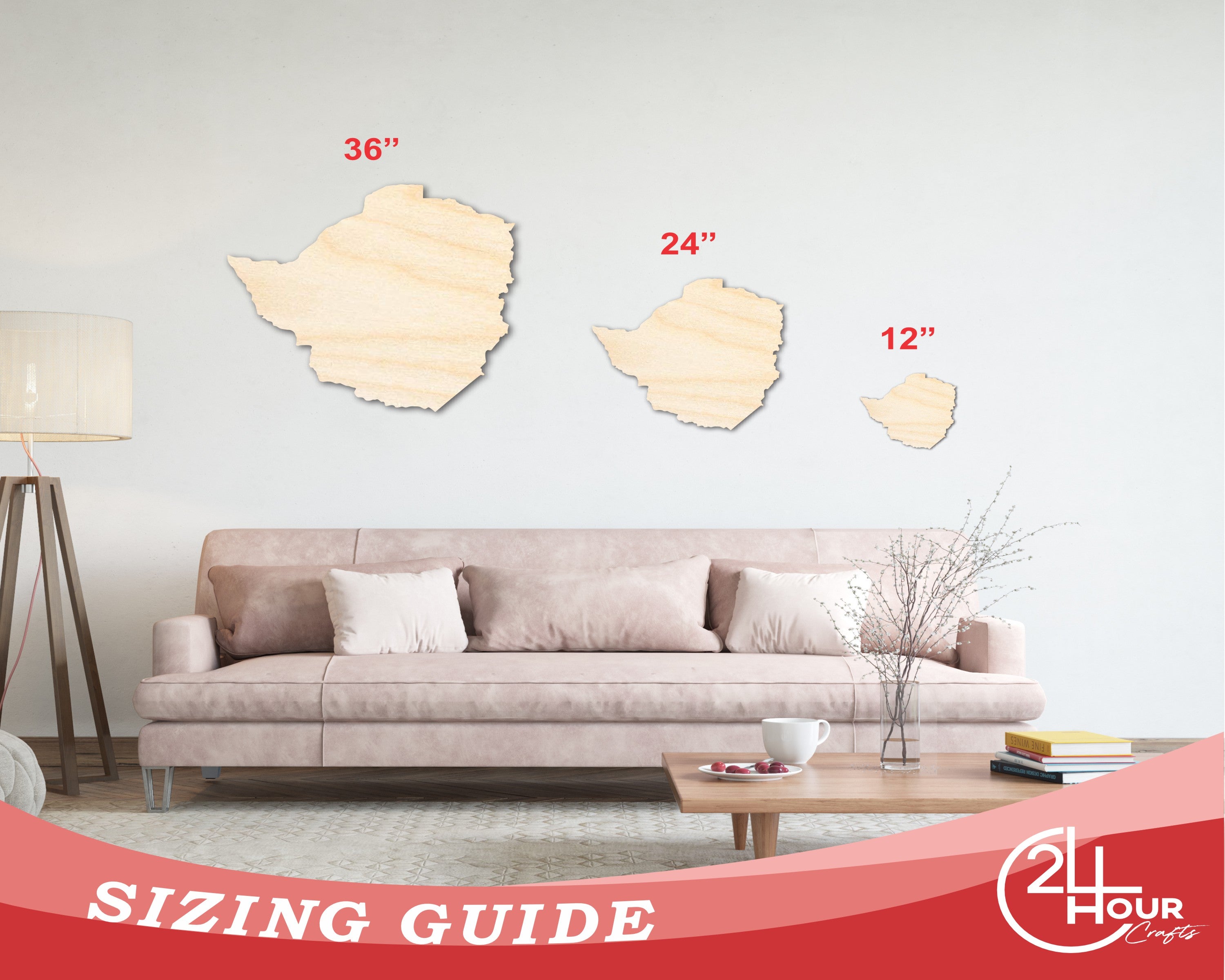 Unfinished Wood Zimbabwe Country Shape for Southern Africa DIY Crafts - Ideal for up to 46 Do - It - Yourself Projects