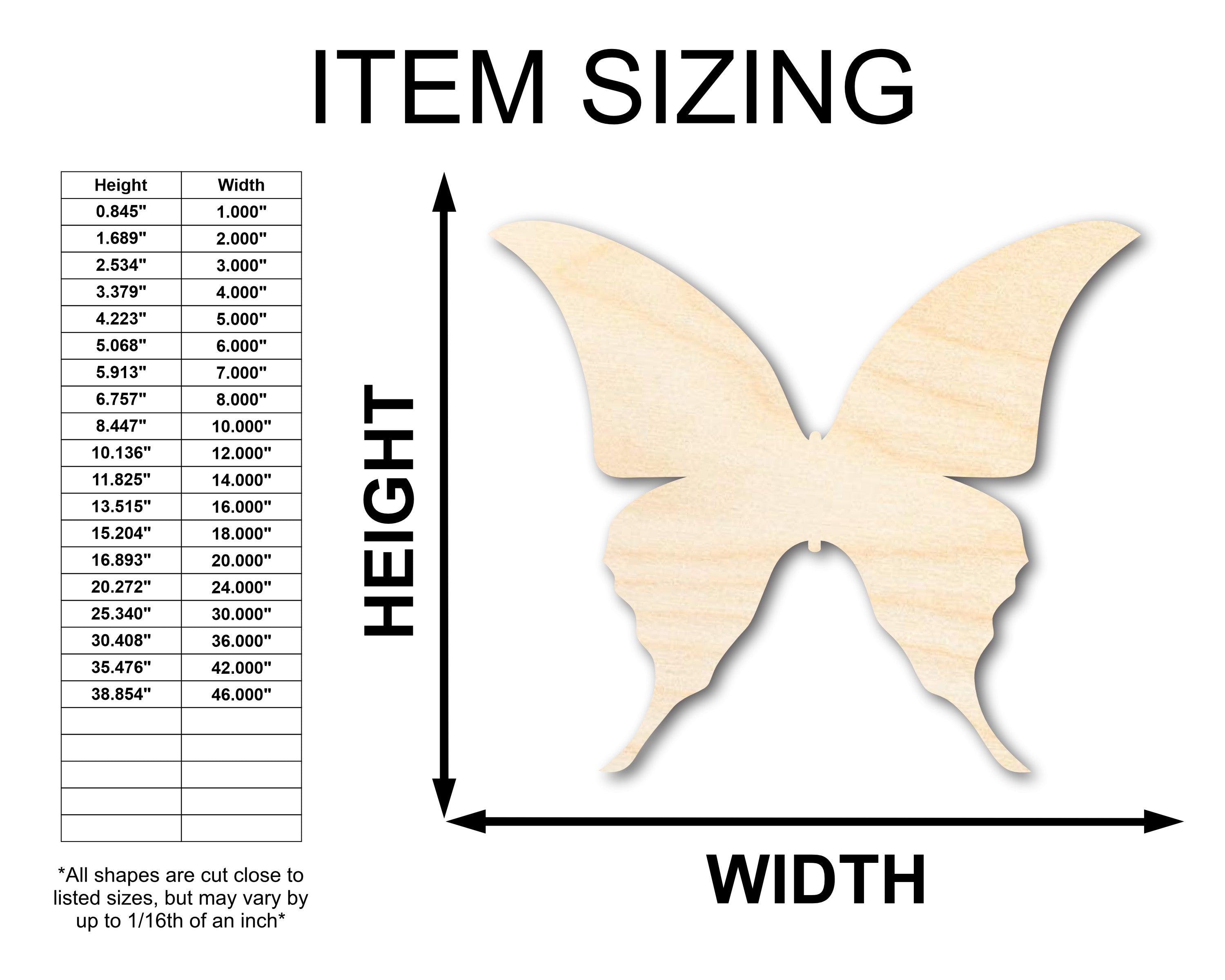 DIY Unfinished Wood Butterfly Shapes for Wildlife Crafts, up to 36 Inches
