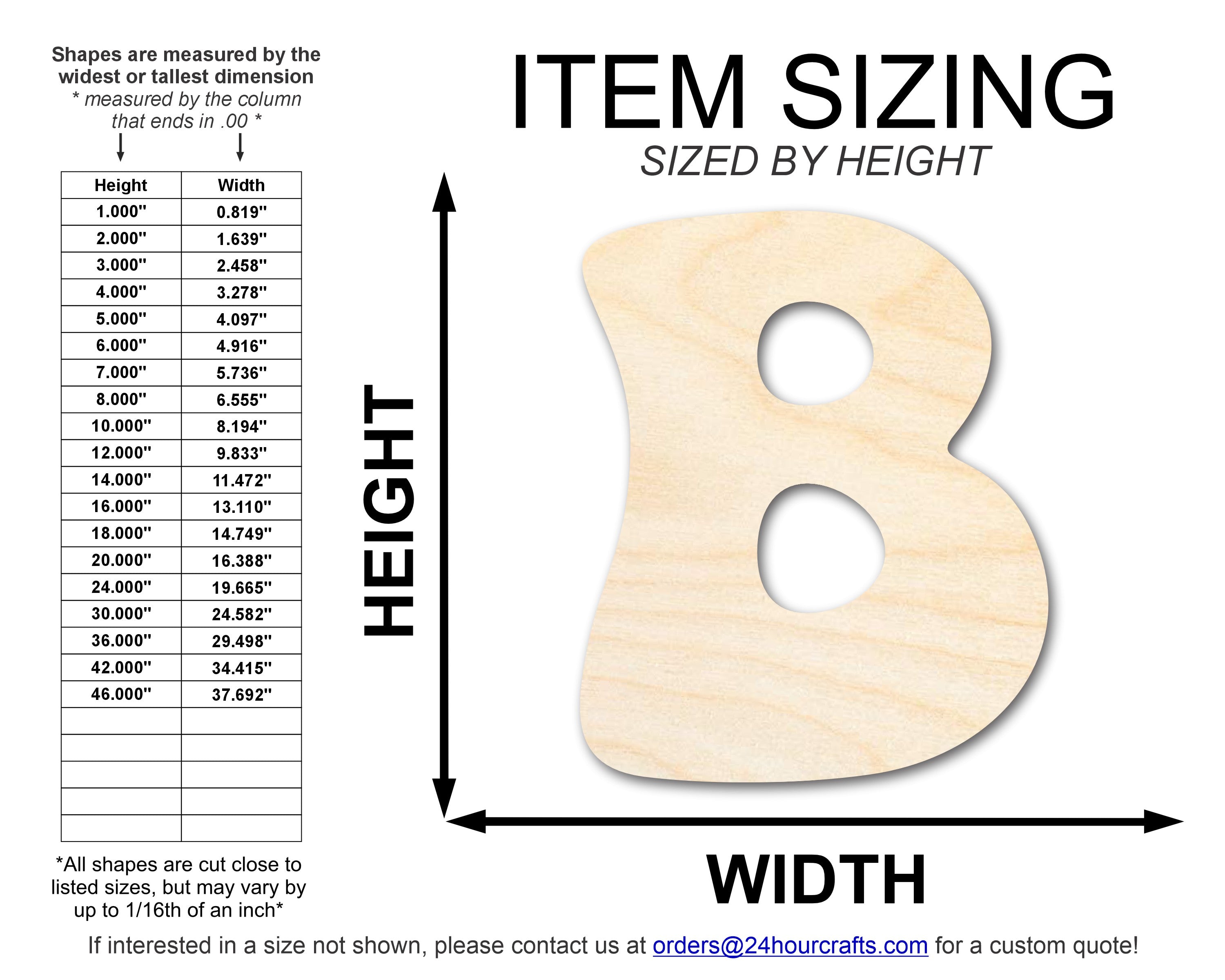 Unfinished Wood DIY Craft Cutout in Groovy B Font Shape, Up to 46 Inches for Multiple DIY Projects