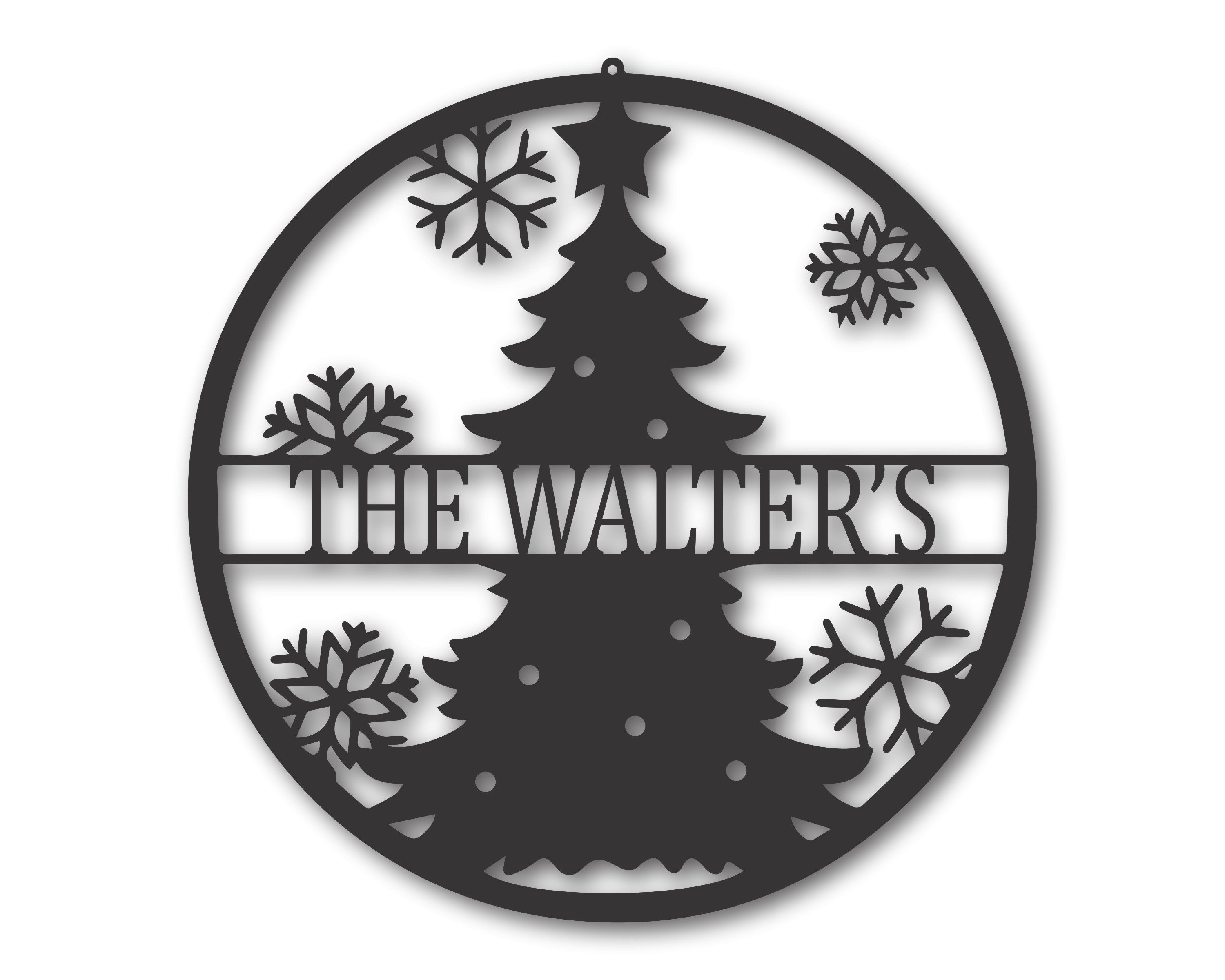 Personalized Metal Christmas Tree Family Sign with 15 Color Choices