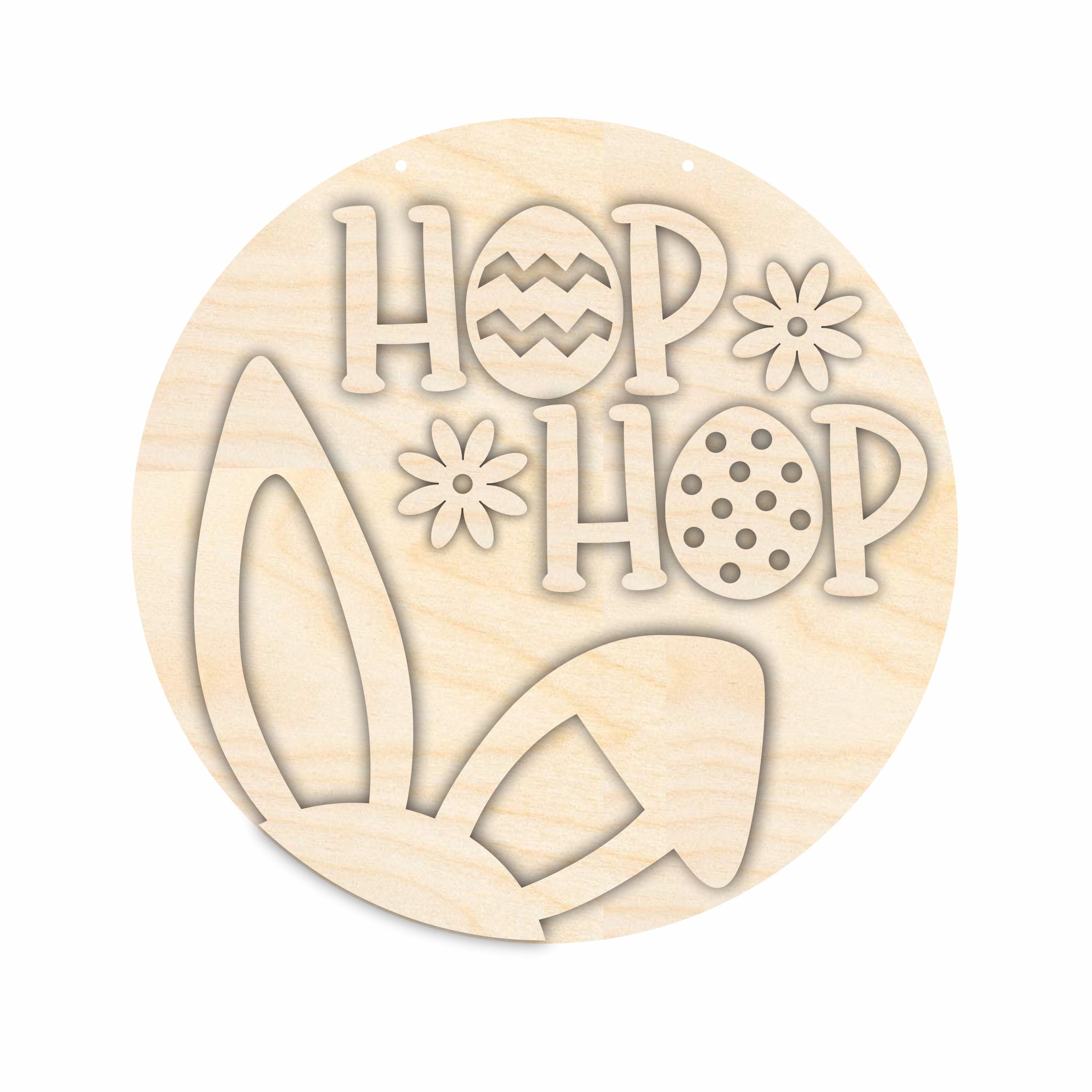 Unfinished Easter Wood Door Sign Kit for Hop Hop Decorations | 1/4 - Inch Thick Wood Craft Cutouts
