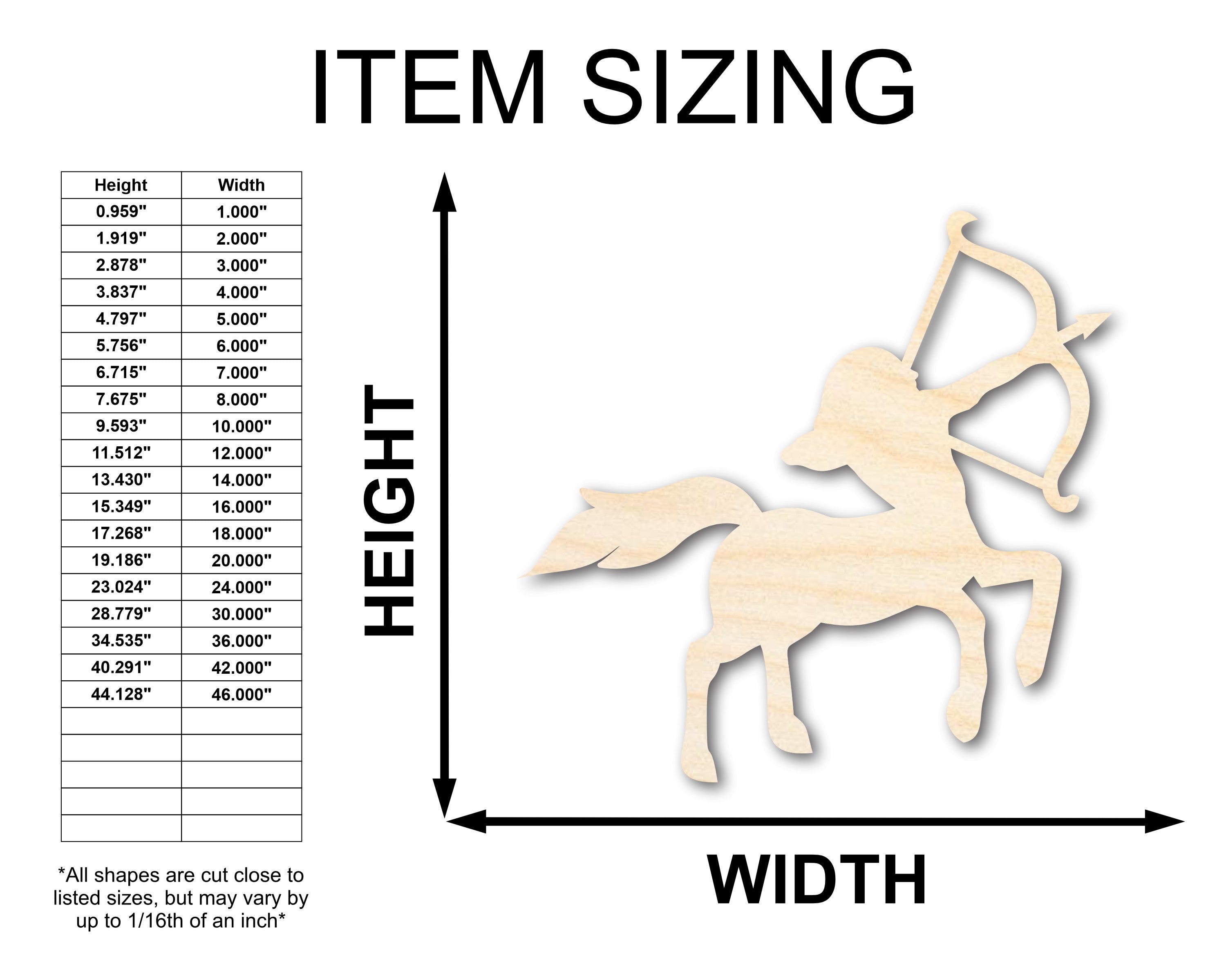 Unfinished Baltic Birch Sagittarius Centaur Zodiac Craft Shape up to 36 Inches