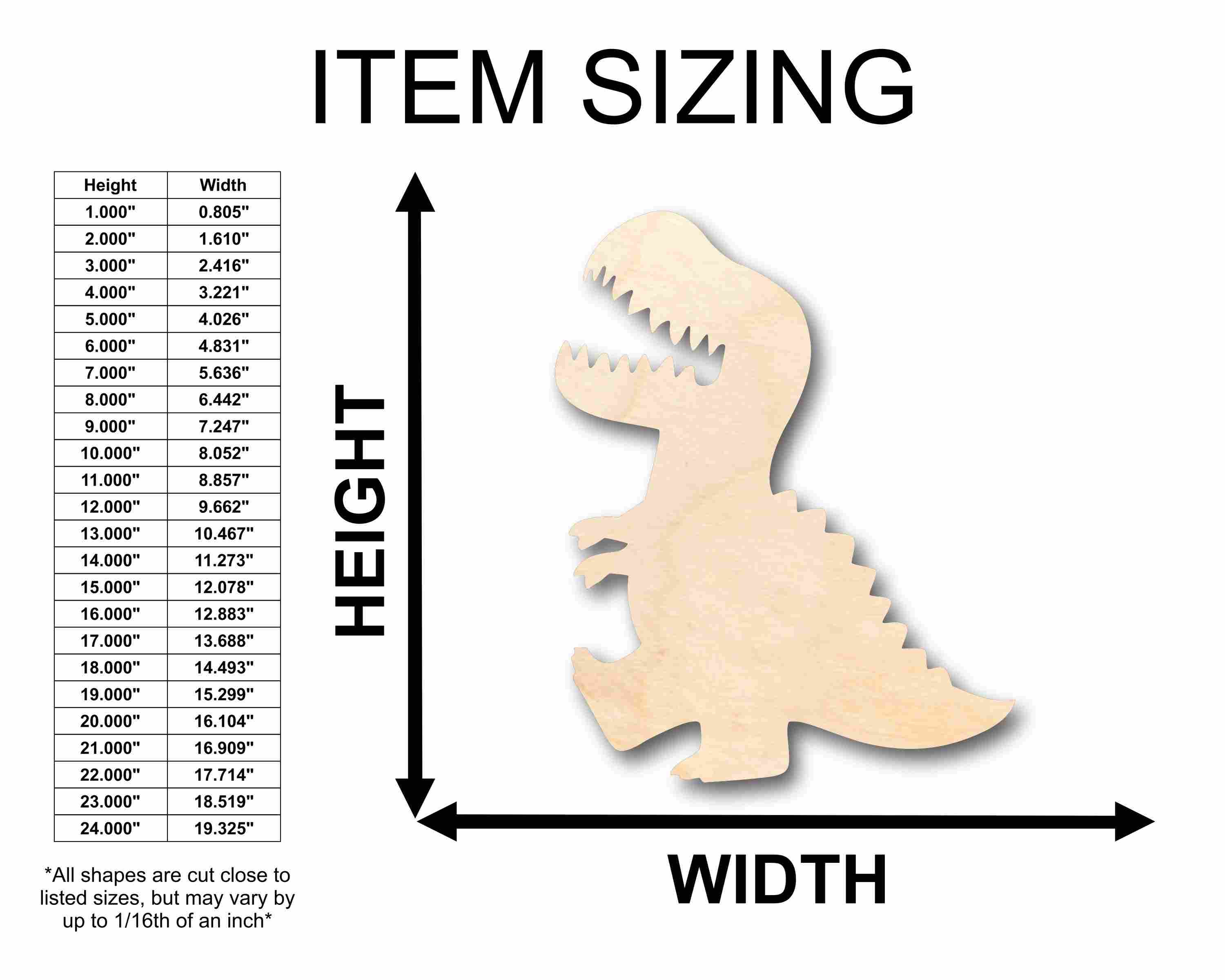 DIY Unfinished Baltic Birch Wood T-Rex Silhouette up to 46 Inches